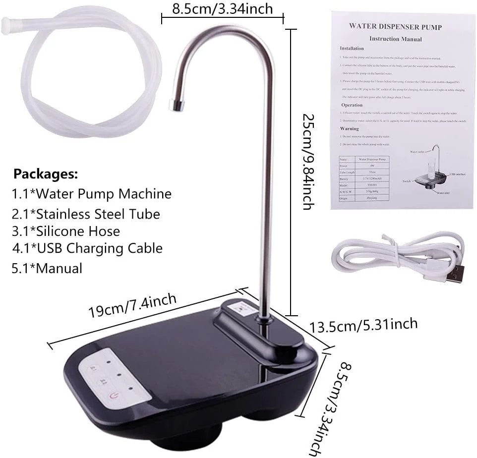 پمپ آب آشامیدنی روکومکو، پمپ آب اتوماتیک کم صدا با شارژ USB برای بطری های 2 تا 5 گالن، دستگاه پخش کننده آب بطری برقی قابل حمل برای آشپزخانه، خانه، دفتر، کمپ پمپ آب آشامیدنی روکومکو، پمپ آب اتوماتیک کم صدا با شارژ USB برای بطری های 2 تا 5 گالن، دستگاه پخش کننده آب بطری برقی قابل حمل برای آشپزخانه، خانه، دفتر، کمپ