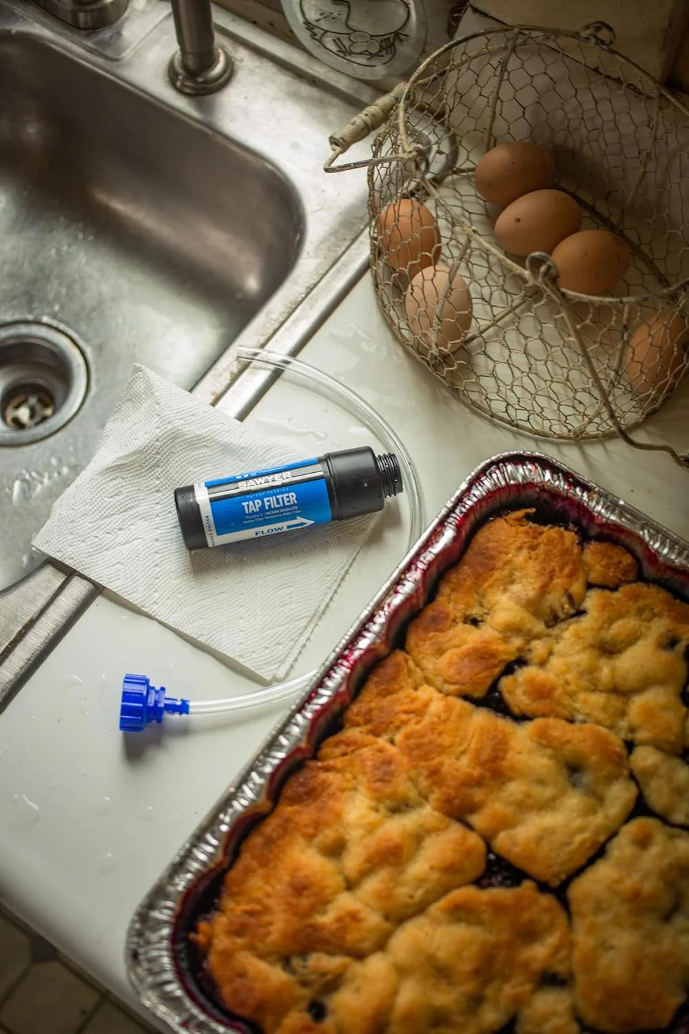 سیستم تصفیه آب شیر آب Sawyer Products SP134، مناسب برای شیرآلات و شیلنگ ها، آبی (تک سایز)