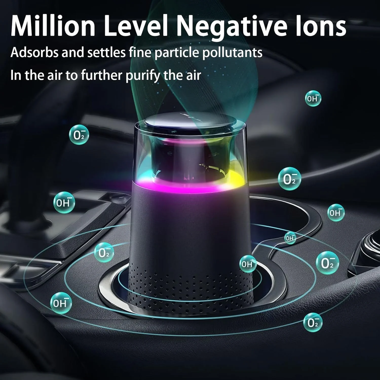 دستگاه تصفیه هوای خودرو، تصفیه کننده هوای یونیزه قابل حمل، مینی تصفیه کننده هوا با فیلتر HEPA، عملکرد نورپردازی با چراغ های LED، تصفیه کننده هوای بی صدا، برای خودرو، خانه، دفتر کار، مشکی دستگاه تصفیه هوای خودرو، تصفیه کننده هوای یونیزه قابل حمل، مینی تصفیه کننده هوا با فیلتر HEPA، عملکرد نورپردازی با چراغ های LED، تصفیه کننده هوای بی صدا، برای خودرو، خانه، دفتر کار، مشکی