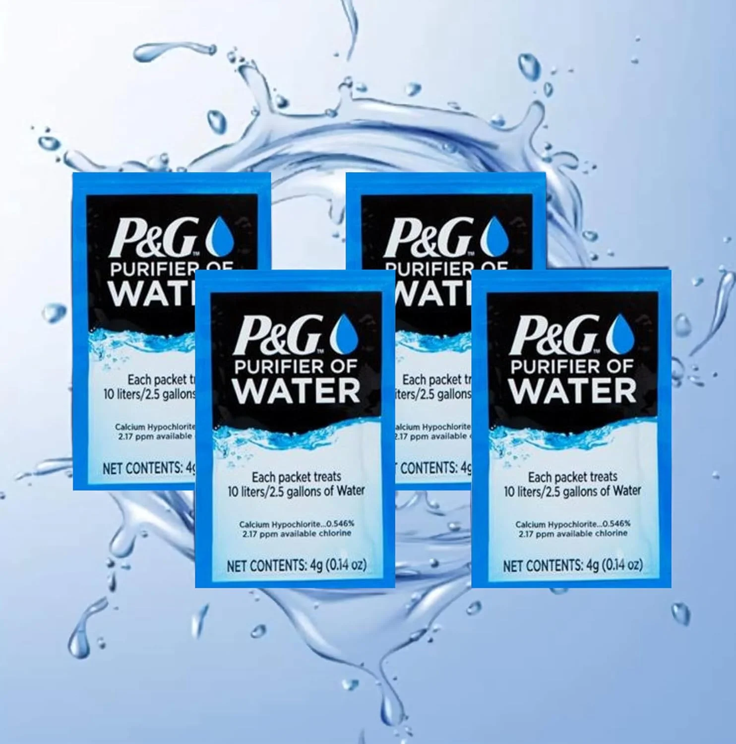 پودر تصفیه آب قابل حمل P&G. بسته های پودر تصفیه آب اضطراری برای کمپینگ، پیاده روی، کوله گردی، شکار و مسافرت. (بسته 4 عددی) پودر تصفیه آب قابل حمل P&G. بسته های پودر تصفیه آب اضطراری برای کمپینگ، پیاده روی، کوله گردی، شکار و مسافرت. (بسته 4 عددی)