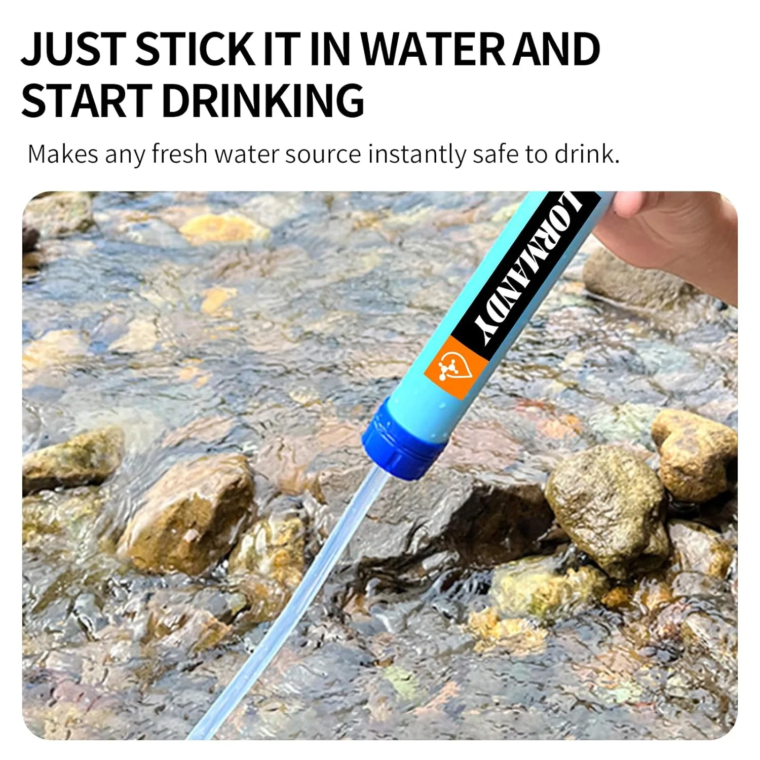 فیلتر آب قابل حمل، سیستم تصفیه آب نی کوچک شخصی در فضای باز، تجهیزات بقا اضطراری برای لوازم جانبی کمپینگ پیاده روی مسافرت ماهیگیری آمادگی اضطراری (آبی)