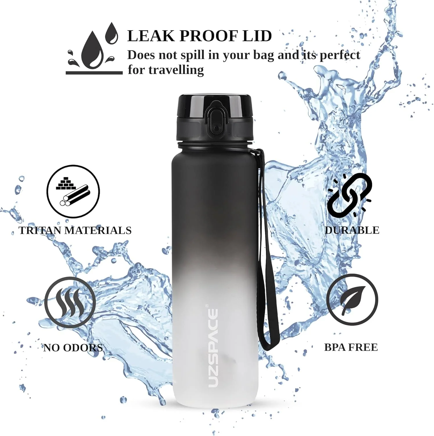 بطری آب ورزشی نشکن تریتان بدون BPA با نشانگر زمانی انگیزشی | بطری آب مناسب یوگا، باشگاه و دویدن (350ml-500ml-1000ml) برای کودکان و بزرگسالان با قفل تک کلیکی بطری آب ورزشی نشکن تریتان بدون BPA با نشانگر زمانی انگیزشی | بطری آب مناسب یوگا، باشگاه و دویدن (350ml-500ml-1000ml) برای کودکان و بزرگسالان با قفل تک کلیکی