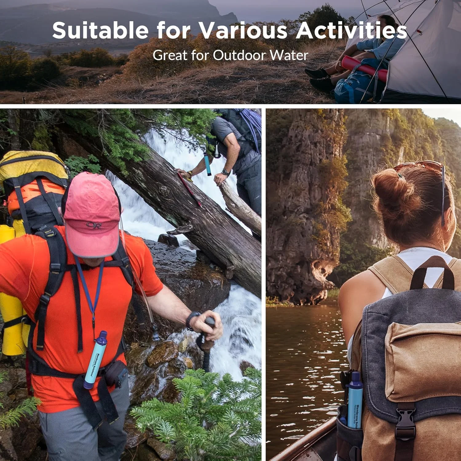 نی تصفیه آب قابل حمل ممبران سلوشنز، ابزار بقا برای پیاده روی، کمپینگ، مسافرت و شرایط اضطراری، آبی، بسته 4 عددی نی تصفیه آب قابل حمل ممبران سلوشنز، ابزار بقا برای پیاده روی، کمپینگ، مسافرت و شرایط اضطراری، آبی، بسته 4 عددی