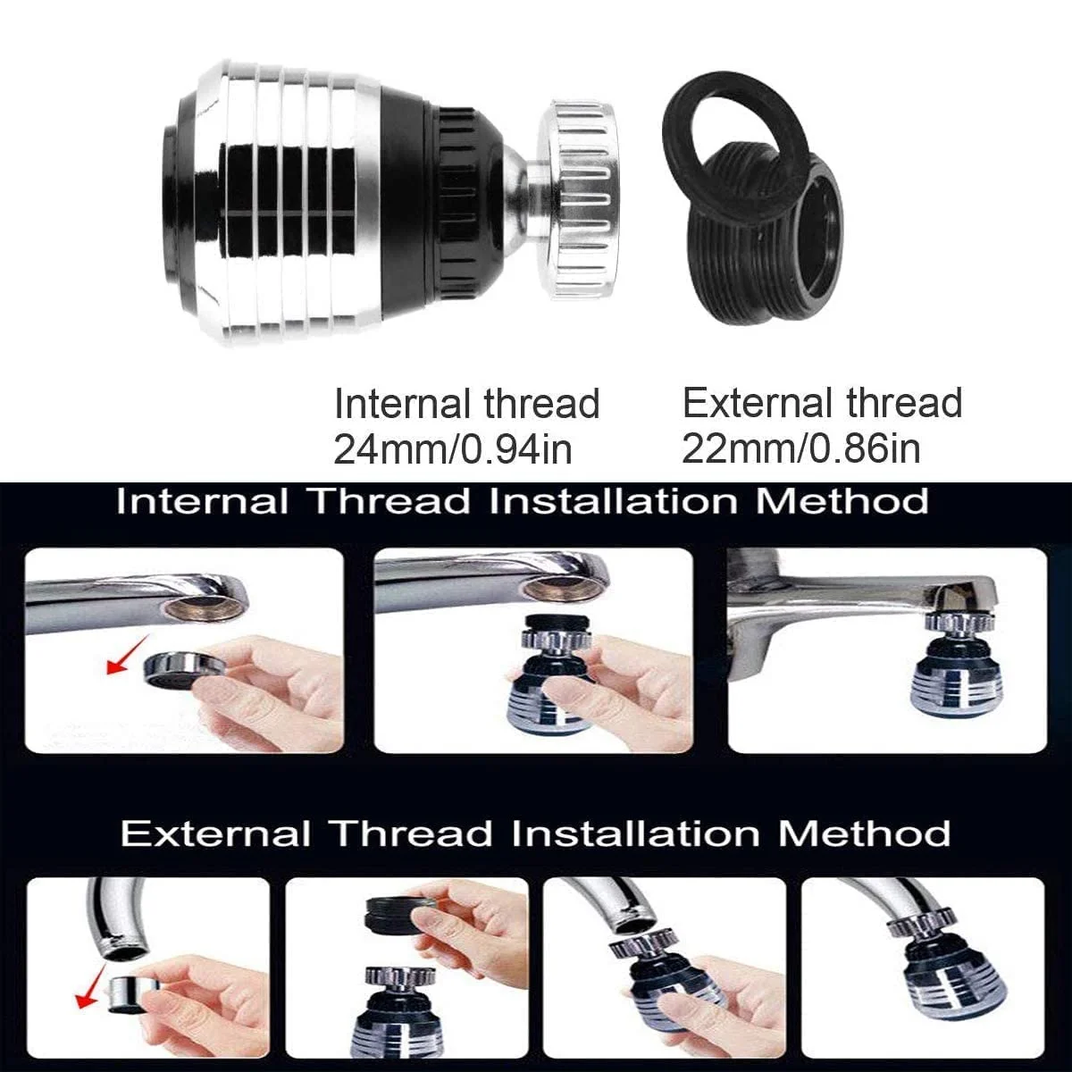 KASTWAVE 360 Degree Aerator Water Bubbler Swivel Head Saving Tap Kitchen Faucet Aerator Connector Diffuser Nozzle Filter Mesh Adapter 1pcs