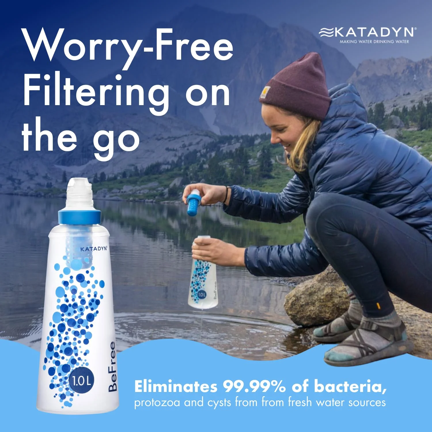 Katadyn BeFree 1.0L Water Filter, Fast Flow, 0.1 Micron EZ Clean Membrane for Endurance Sports, Camping and Backpacking, One Size, 8018006 Katadyn BeFree 1.0L Water Filter, Fast Flow, 0.1 Micron EZ Clean Membrane for Endurance Sports, Camping and Backpacking, One Size, 8018006