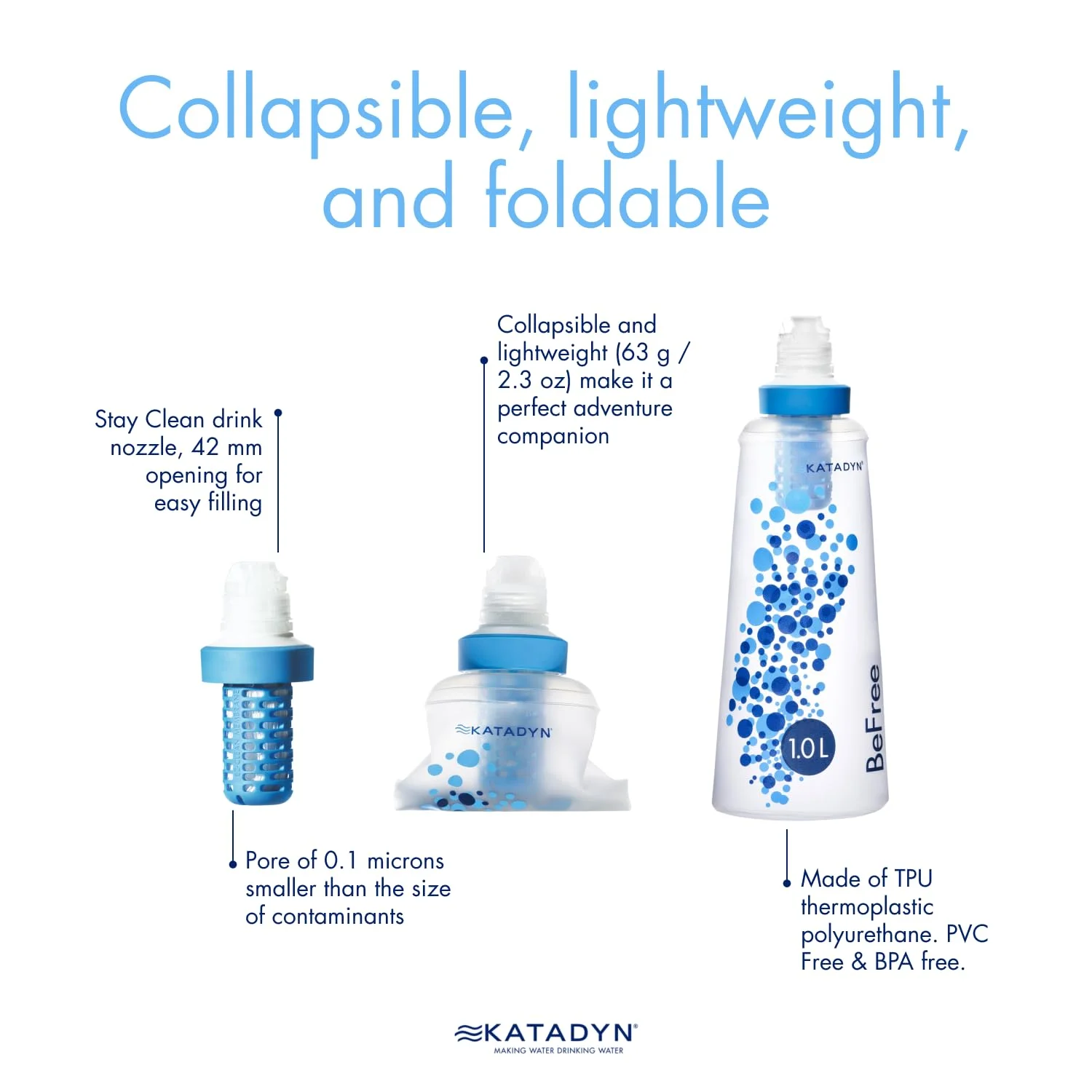 Katadyn BeFree 1.0L Water Filter, Fast Flow, 0.1 Micron EZ Clean Membrane for Endurance Sports, Camping and Backpacking, One Size, 8018006 Katadyn BeFree 1.0L Water Filter, Fast Flow, 0.1 Micron EZ Clean Membrane for Endurance Sports, Camping and Backpacking, One Size, 8018006