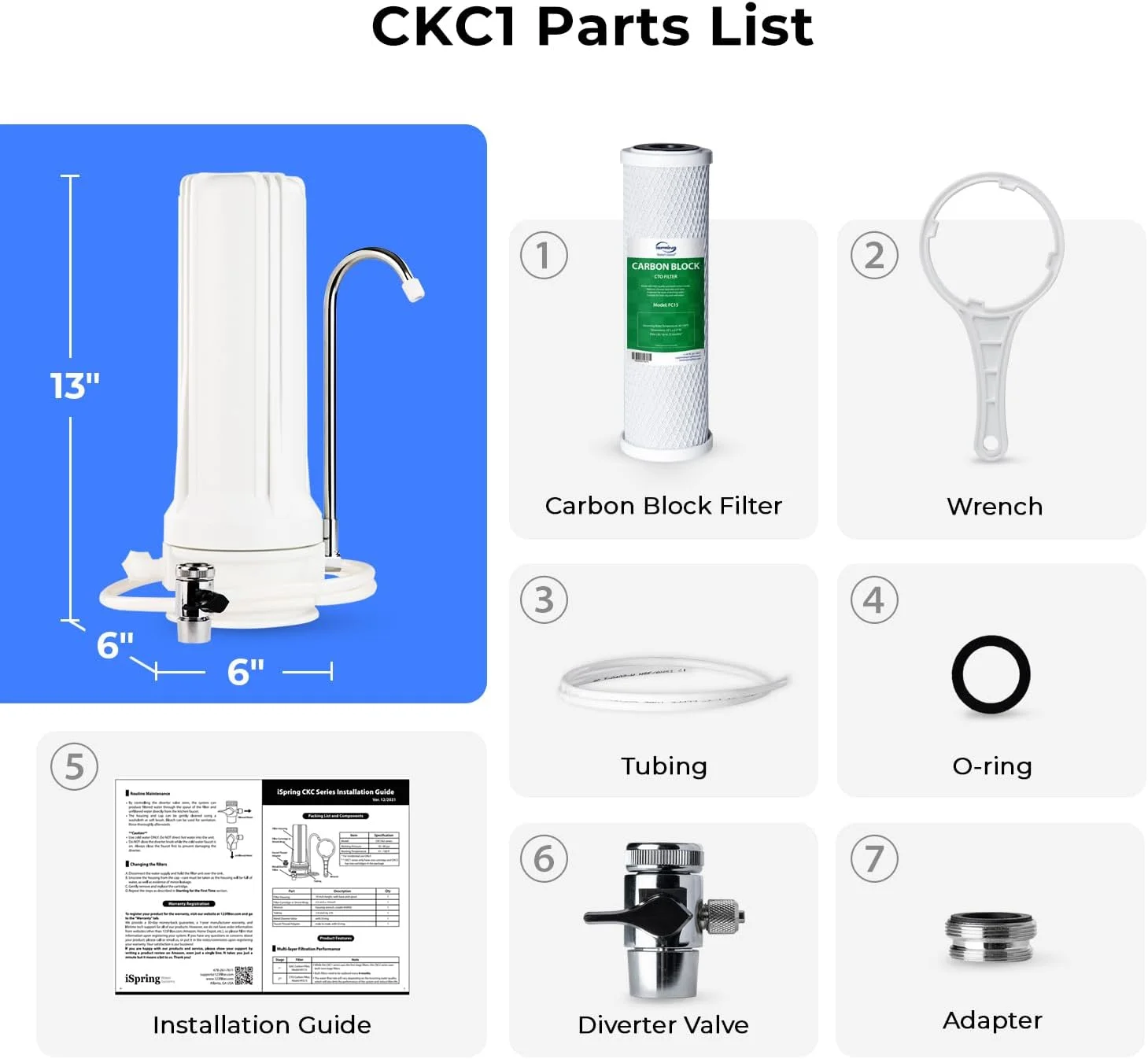 سیستم تصفیه آب آشامیدنی رومیزی iSpring CKC1 با فیلتر کربنی 2.5" x 10"، سفید سیستم تصفیه آب آشامیدنی رومیزی iSpring CKC1 با فیلتر کربنی 2.5" x 10"، سفید
