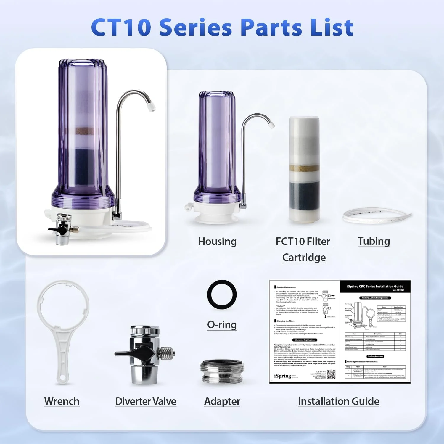 فیلتر آب رومیزی iSpring CT10-CL، سیستم فیلتر آب شیر چند لایه با آداپتور شیر همه کاره، کاهش فلزات سنگین، بوی بد و کلر، شفاف فیلتر آب رومیزی iSpring CT10-CL، سیستم فیلتر آب شیر چند لایه با آداپتور شیر همه کاره، کاهش فلزات سنگین، بوی بد و کلر، شفاف