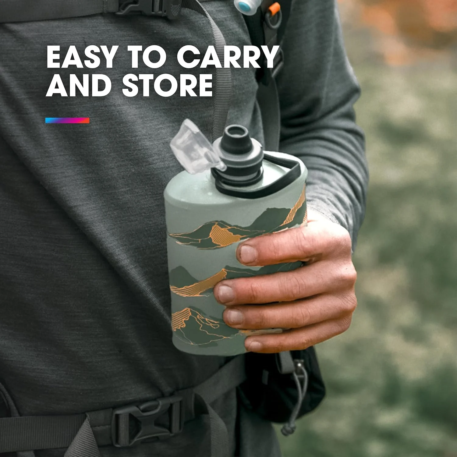 بطری آب تاشو Hydrapak Stow - (500 میلی لیتر/17 اونس) - فوق سبک و قابل حمل، کیسه فشاری، درب آسان بازشو، بدون BPA - خاکستری ماموت بطری آب تاشو Hydrapak Stow - (500 میلی لیتر/17 اونس) - فوق سبک و قابل حمل، کیسه فشاری، درب آسان بازشو، بدون BPA - خاکستری ماموت