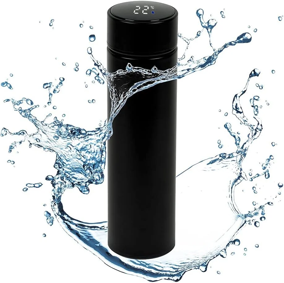 بطری آب عایق HomeRex با نمایشگر LED دما در زمان واقعی، ماگ خلاء هوشمند قابل حمل استیل ضد زنگ 500 میلی لیتری (مشکی) بطری آب عایق HomeRex با نمایشگر LED دما در زمان واقعی، ماگ خلاء هوشمند قابل حمل استیل ضد زنگ 500 میلی لیتری (مشکی)