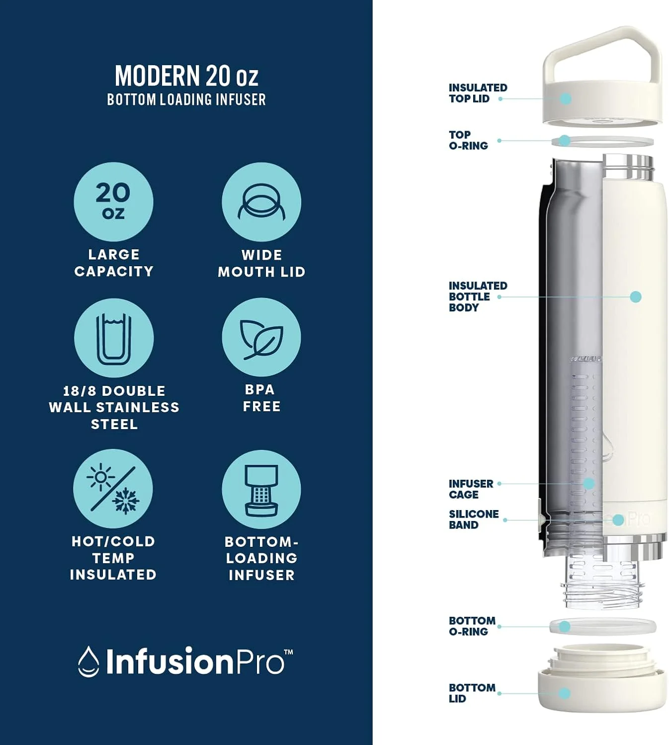 بطری آب طعم دار کننده میوه اینفیوژن پرو، عایق خلاء (590 میلی لیتر)، استیل ضد زنگ: کتاب الکترونیکی دستور العمل های طعم دار کردن میوه: طعم دهنده آب با بارگیری از پایین برای طعم بیشتر: تمیز کردن آسان: بطری آب هدیه عالی بطری آب طعم دار کننده میوه اینفیوژن پرو، عایق خلاء (590 میلی لیتر)، استیل ضد زنگ: کتاب الکترونیکی دستور العمل های طعم دار کردن میوه: طعم دهنده آب با بارگیری از پایین برای طعم بیشتر: تمیز کردن آسان: بطری آب هدیه عالی