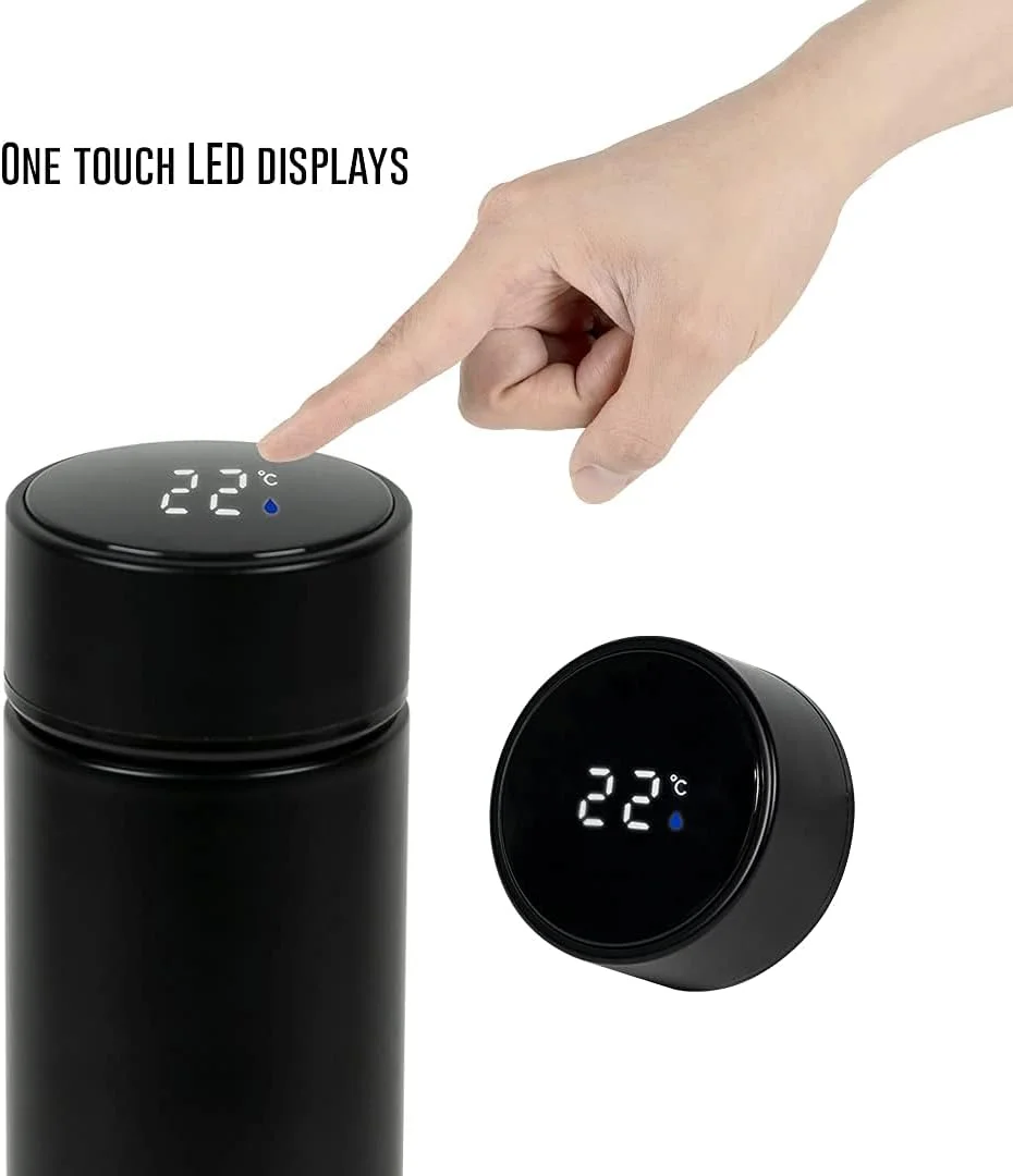 بطری آب عایق HomeRex با نمایشگر LED دما در زمان واقعی، ماگ خلاء هوشمند قابل حمل استیل ضد زنگ 500 میلی لیتری (مشکی) بطری آب عایق HomeRex با نمایشگر LED دما در زمان واقعی، ماگ خلاء هوشمند قابل حمل استیل ضد زنگ 500 میلی لیتری (مشکی)