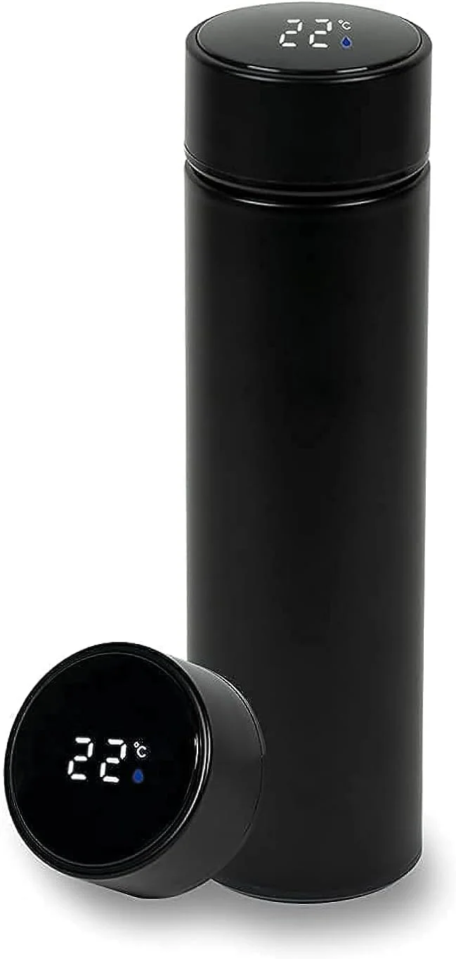 بطری آب عایق HomeRex با نمایشگر LED دما در زمان واقعی، ماگ خلاء هوشمند قابل حمل استیل ضد زنگ 500 میلی لیتری (مشکی) بطری آب عایق HomeRex با نمایشگر LED دما در زمان واقعی، ماگ خلاء هوشمند قابل حمل استیل ضد زنگ 500 میلی لیتری (مشکی)