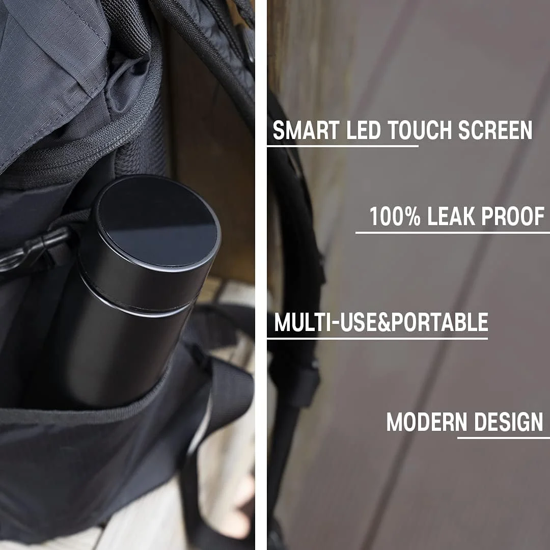 بطری آب عایق HomeRex با نمایشگر LED دما در زمان واقعی، ماگ خلاء هوشمند قابل حمل استیل ضد زنگ 500 میلی لیتری (مشکی) بطری آب عایق HomeRex با نمایشگر LED دما در زمان واقعی، ماگ خلاء هوشمند قابل حمل استیل ضد زنگ 500 میلی لیتری (مشکی)