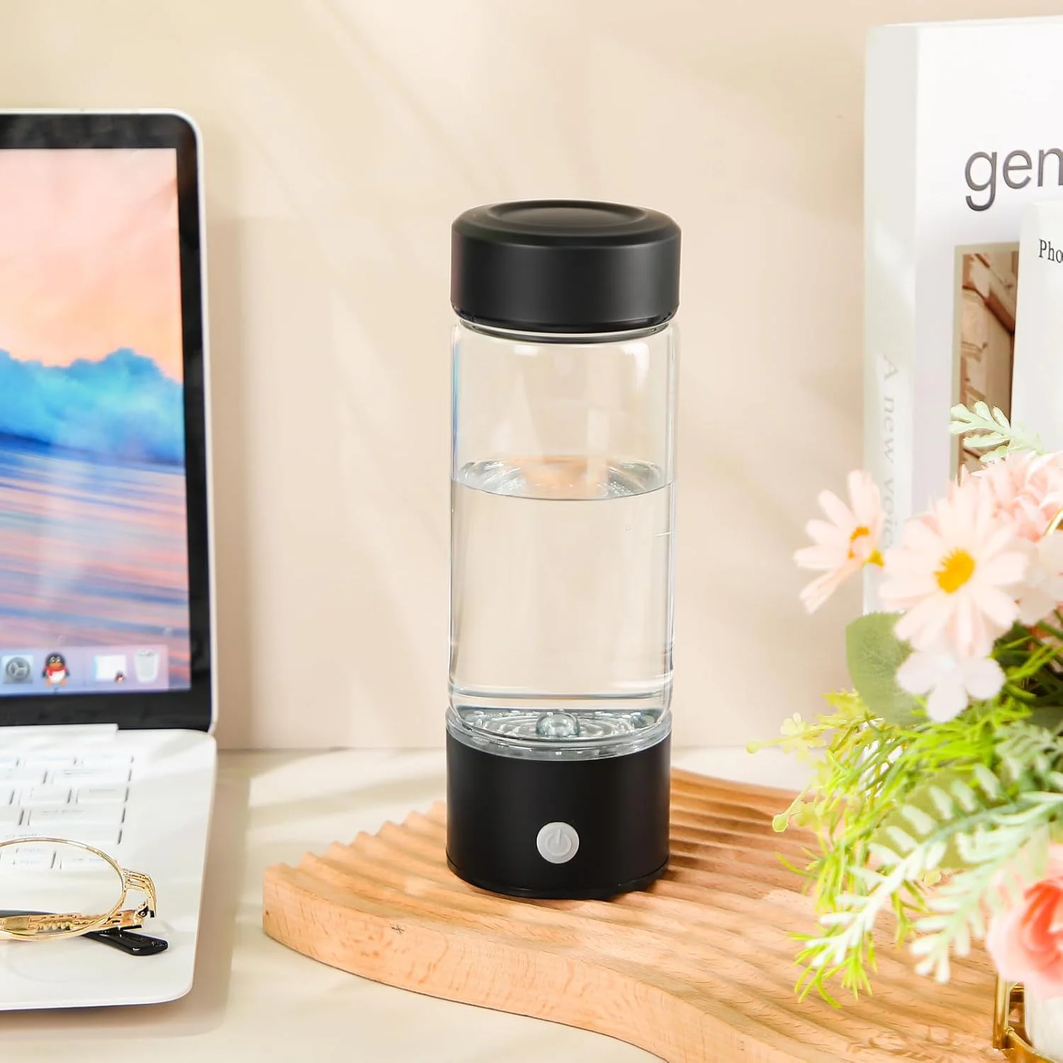 بطری آب هیدروژنه Honeydak Hydro Booster، ۴۲۰ میلی لیتر - دستگاه یونیزه قابل حمل، ژنراتور قابل شارژ USB برای خانه، دفتر، مسافرت (مشکی) بطری آب هیدروژنه Honeydak Hydro Booster، ۴۲۰ میلی لیتر - دستگاه یونیزه قابل حمل، ژنراتور قابل شارژ USB برای خانه، دفتر، مسافرت (مشکی)