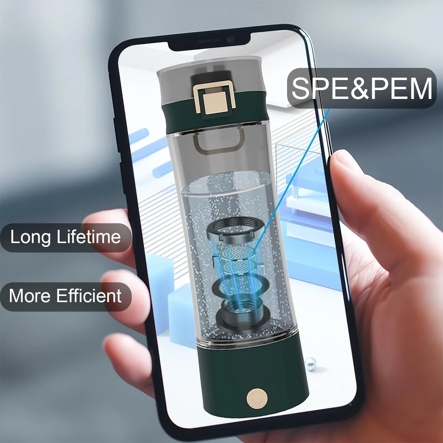 دستگاه تولید آب هیدروژنه قابل حمل GOSOIT Tritan، با تکنولوژی SPE و PEM، حجم 500 میلی لیتر، سبز مایل به سیاه دستگاه تولید آب هیدروژنه قابل حمل GOSOIT Tritan، با تکنولوژی SPE و PEM، حجم 500 میلی لیتر، سبز مایل به سیاه