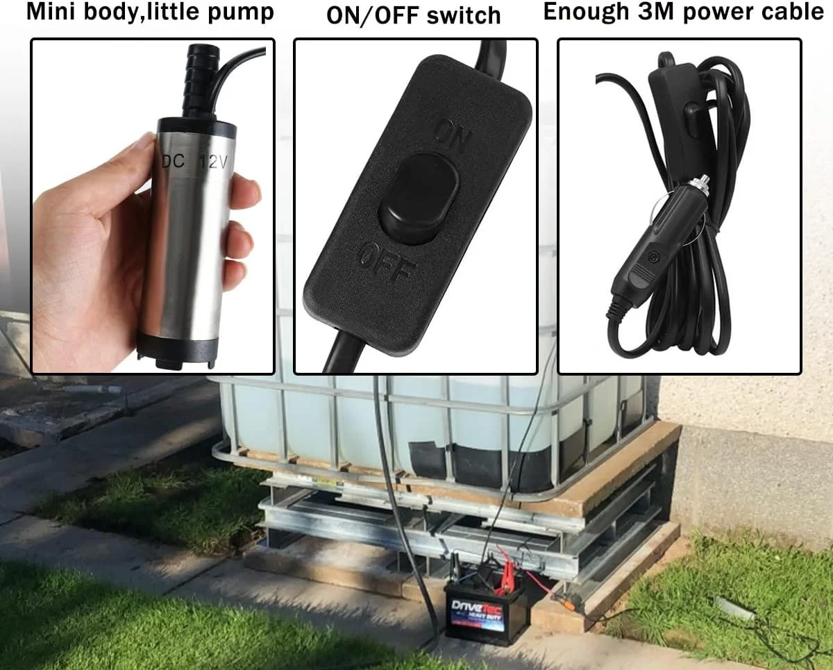 پمپ گازوئیل Govfrey، پمپ سوخت، پمپ انتقال آب روغن قابل حمل متصل به خودرو، پمپ نفت سفید کوچک با فیلتر جداشدنی و شلنگ 3 متری، برای کامیون کمپر ون کاروان موتورخانه (خروجی 12 ولت)