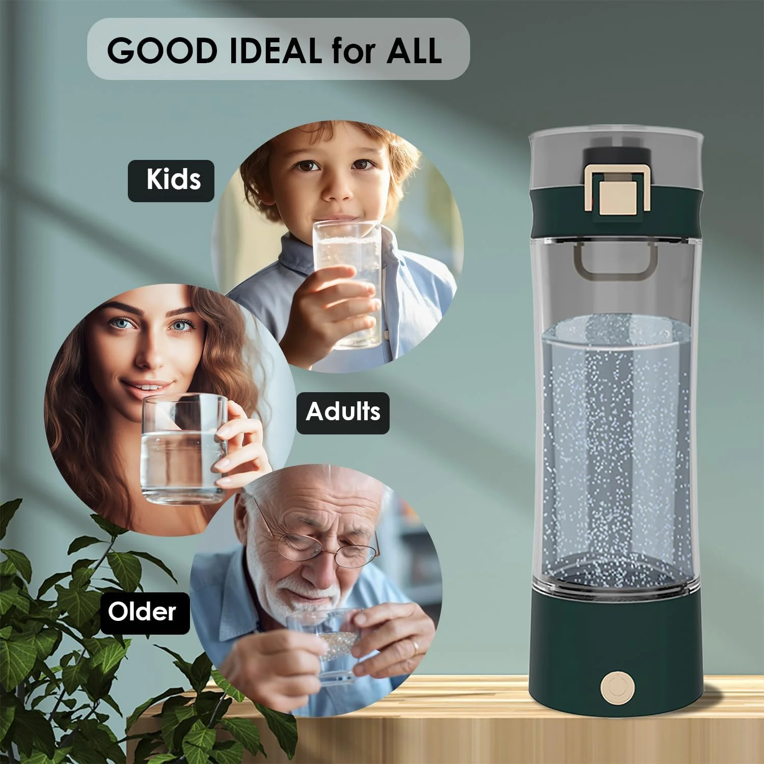 دستگاه تولید آب هیدروژنه قابل حمل GOSOIT Tritan، با تکنولوژی SPE و PEM، حجم 500 میلی لیتر، سبز مایل به سیاه دستگاه تولید آب هیدروژنه قابل حمل GOSOIT Tritan، با تکنولوژی SPE و PEM، حجم 500 میلی لیتر، سبز مایل به سیاه