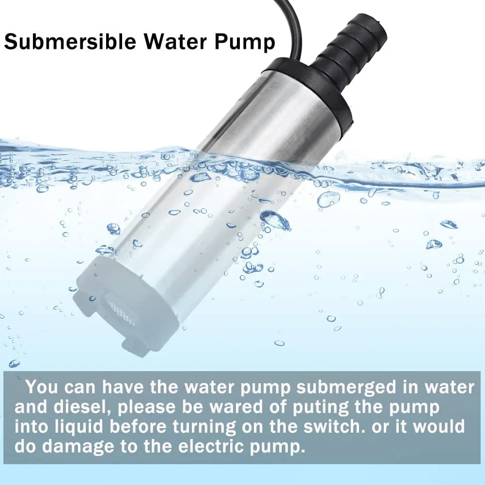 پمپ گازوئیل Govfrey، پمپ سوخت، پمپ انتقال آب روغن قابل حمل متصل به خودرو، پمپ نفت سفید کوچک با فیلتر جداشدنی و شلنگ 3 متری، برای کامیون کمپر ون کاروان موتورخانه (خروجی 12 ولت)