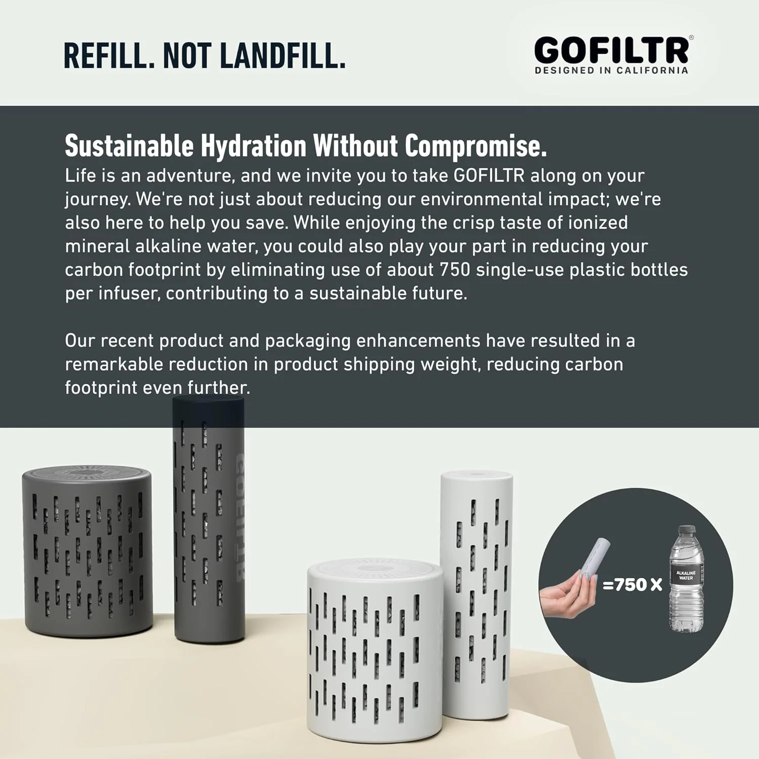 GOFILTR دستگاه تصفیه آب قلیایی - pH 9.5 + الکترولیت برای هر بطری/پارچ کوچک، 750 بار استفاده مجدد / 3 ماه، دستگاه تصفیه معدنی یونیزه (1 بسته) GOFILTR دستگاه تصفیه آب قلیایی - pH 9.5 + الکترولیت برای هر بطری/پارچ کوچک، 750 بار استفاده مجدد / 3 ماه، دستگاه تصفیه معدنی یونیزه (1 بسته)