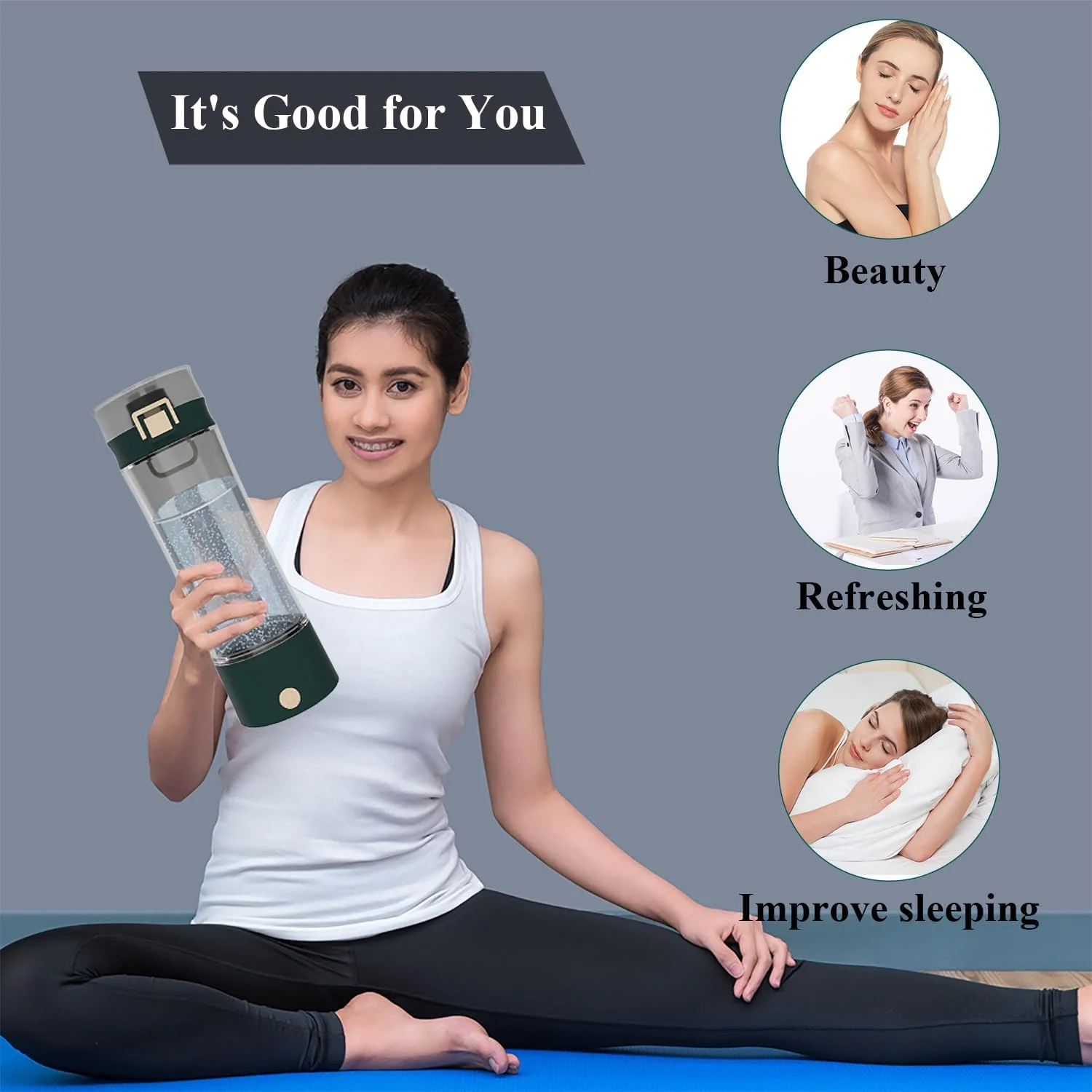 دستگاه تولید آب هیدروژنه قابل حمل GOSOIT Tritan، با تکنولوژی SPE و PEM، حجم 500 میلی لیتر، سبز مایل به سیاه دستگاه تولید آب هیدروژنه قابل حمل GOSOIT Tritan، با تکنولوژی SPE و PEM، حجم 500 میلی لیتر، سبز مایل به سیاه