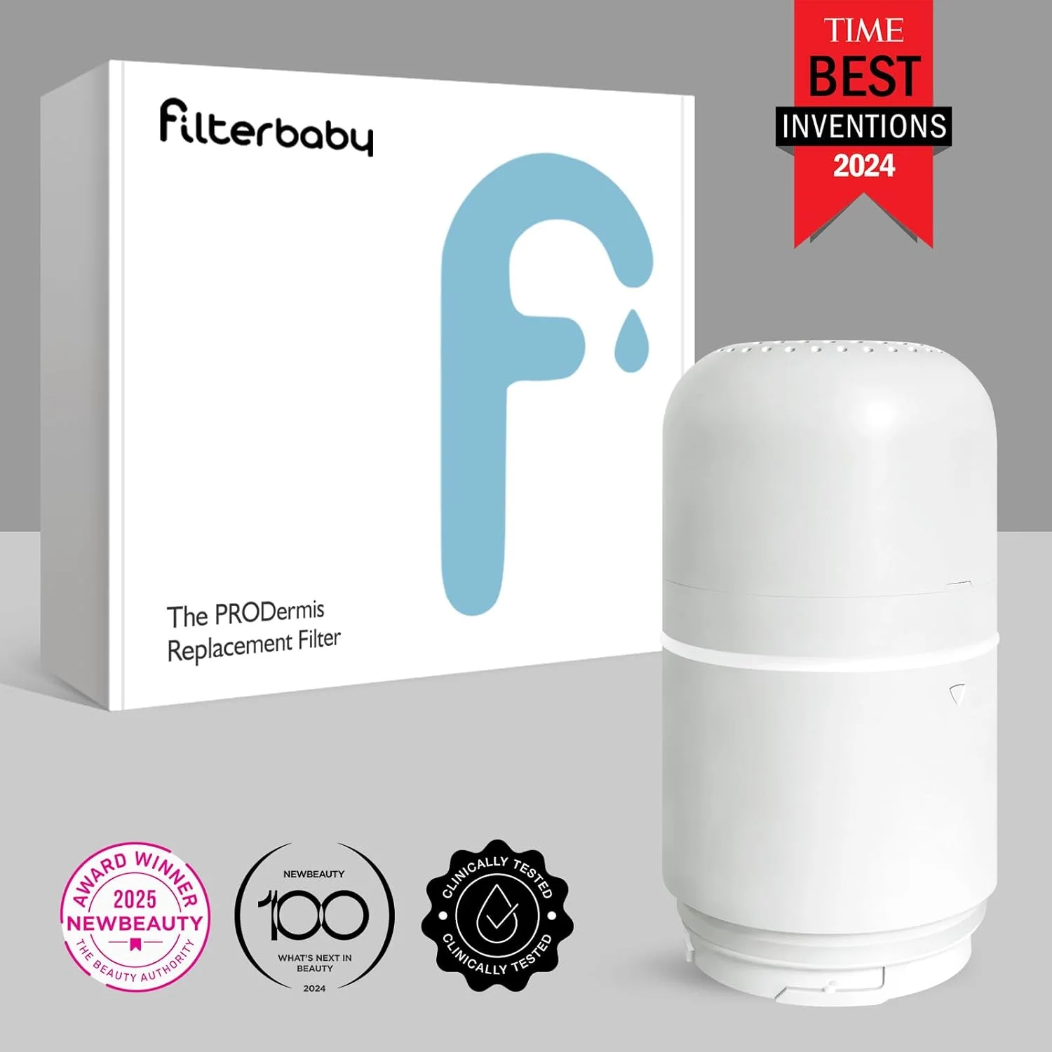 کارتریج جایگزین فیلتر مراقبت از پوست Filterbaby 2.0، فیلتر شیر سینک حمام برای مراقبت از پوست، حذف 99.9٪ کلر، فیبر کربن 0.000001 میلی متر، تست شده بالینی، آبرسان پوست (1 بسته)