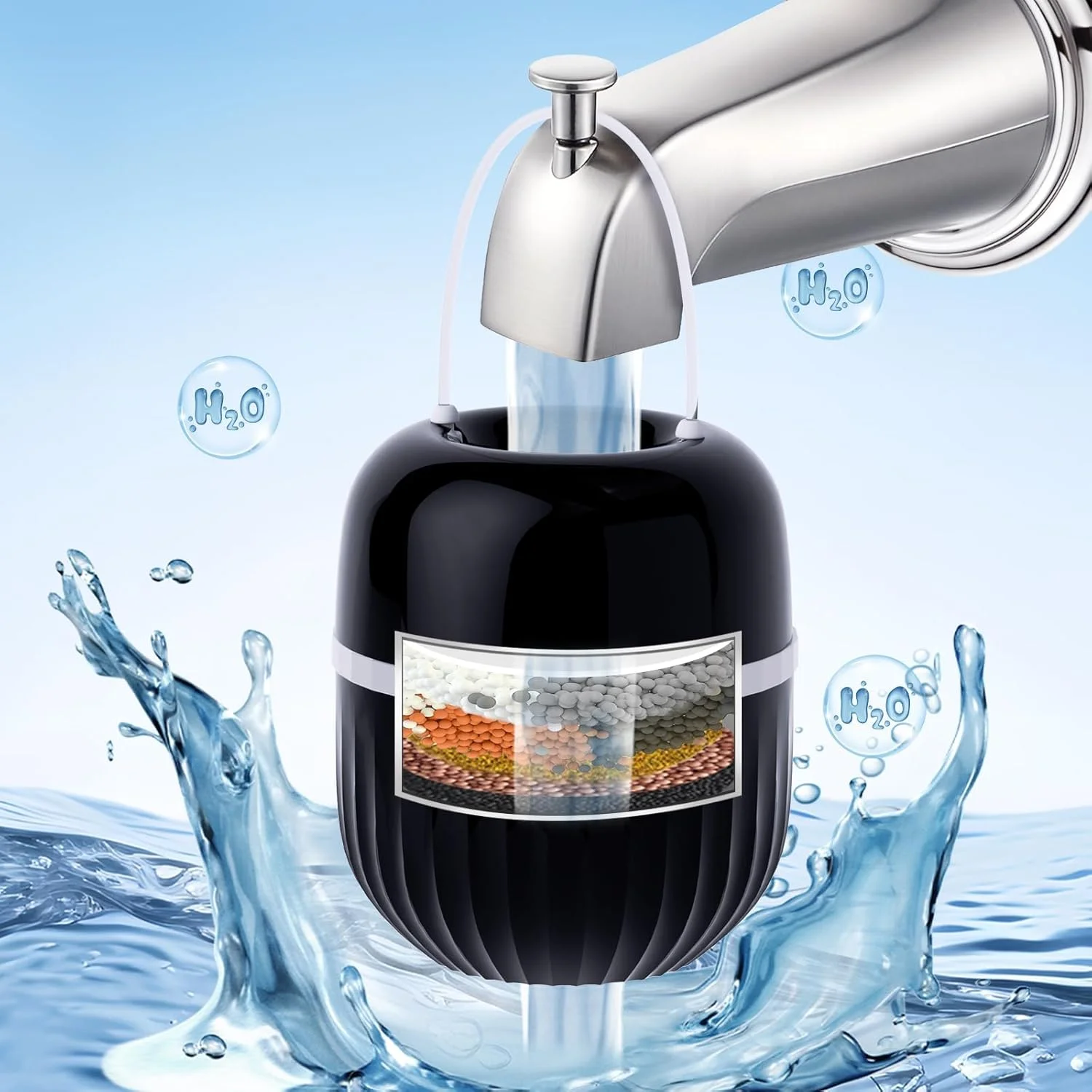 فیلتر حمام - فیلتر آب حمام صدها آلاینده را برای داشتن پوست و موی نرمتر حذف میکند، 5000 گالن فیلتراسیون، نصب آسان برای حمام (مشکی) فیلتر حمام - فیلتر آب حمام صدها آلاینده را برای داشتن پوست و موی نرمتر حذف میکند، 5000 گالن فیلتراسیون، نصب آسان برای حمام (مشکی)