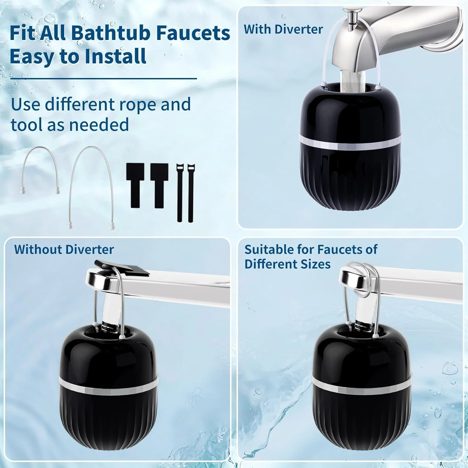 فیلتر حمام - فیلتر آب حمام صدها آلاینده را برای داشتن پوست و موی نرمتر حذف میکند، 5000 گالن فیلتراسیون، نصب آسان برای حمام (مشکی) فیلتر حمام - فیلتر آب حمام صدها آلاینده را برای داشتن پوست و موی نرمتر حذف میکند، 5000 گالن فیلتراسیون، نصب آسان برای حمام (مشکی)