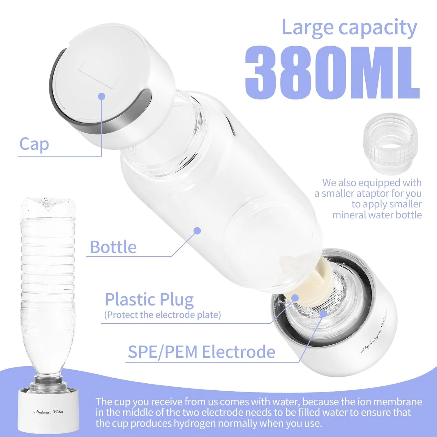 بطری آب هیدروژنه Echo Go نسخه ارتقا یافته، تولید کننده بطری آب هیدروژنه، لیوان آب غنی از H2 قابل حمل، همراه ایده آل شما برای یک سبک زندگی آگاهانه به سلامتی 380 میلی لیتر (سفید) بطری آب هیدروژنه Echo Go نسخه ارتقا یافته، تولید کننده بطری آب هیدروژنه، لیوان آب غنی از H2 قابل حمل، همراه ایده آل شما برای یک سبک زندگی آگاهانه به سلامتی 380 میلی لیتر (سفید)