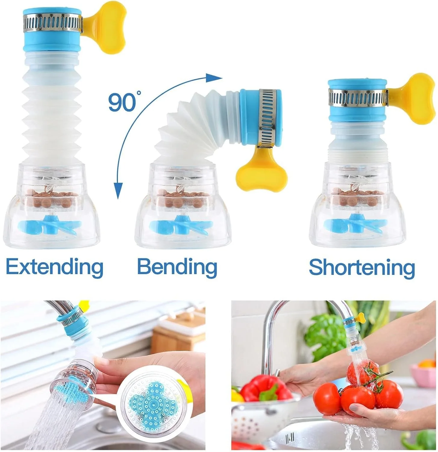 فیلتر آب تصفیه کننده شیر آب قابل حمل ECVV، تقویت کننده شیر آشپزخانه قابل تنظیم برای حمام آشپزخانه، مناسب برای شیرهای استاندارد، نصب آسان فیلتر آب تصفیه کننده شیر آب قابل حمل ECVV، تقویت کننده شیر آشپزخانه قابل تنظیم برای حمام آشپزخانه، مناسب برای شیرهای استاندارد، نصب آسان