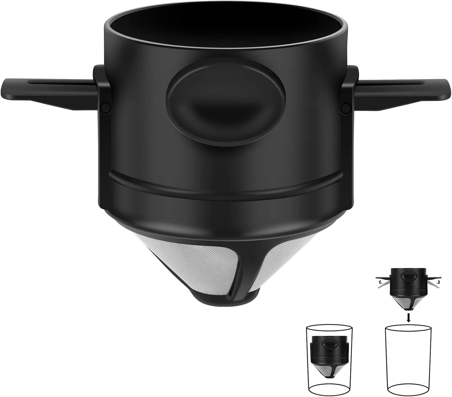 Defsedar Pour Over Coffee Maker, Portable Stainless Steel Reusable Coffee Filter, Mini Collapsible Paperless Single Serve 1 Cup Coffee Dripper Cup Easy To Clean For Travel Camping