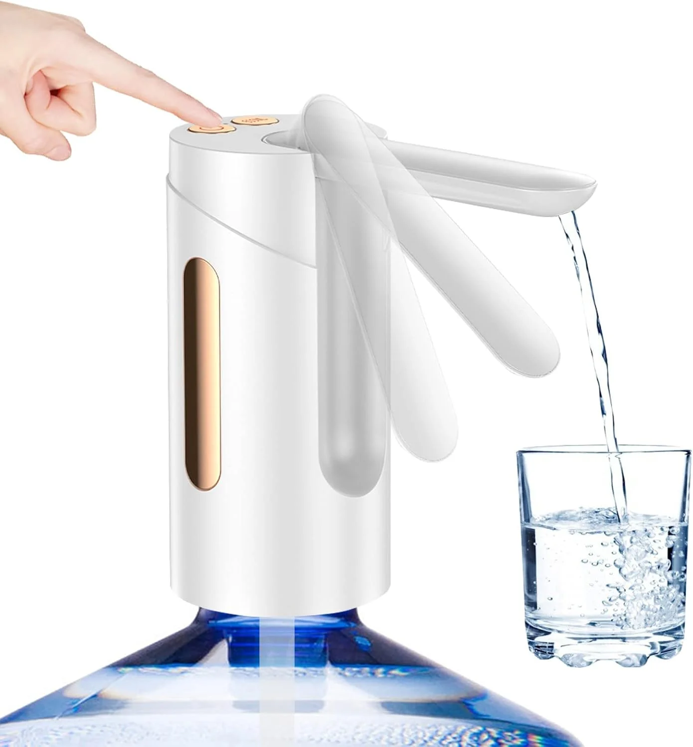 Water Bottle Dispenser, Foldable Electric Water Bottle Pump, USB Charging Electric Automatic Drinking Water Pump Water Jug Pump for Universal 1-5 Gallon Bottle, for Camping Kitchen Home Office