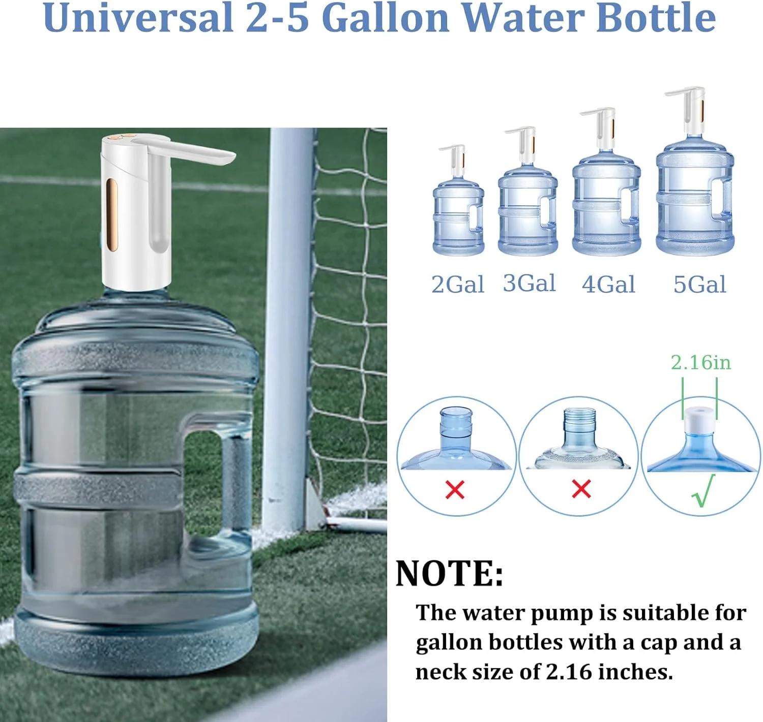 Water Bottle Dispenser, Foldable Electric Water Bottle Pump, USB Charging Electric Automatic Drinking Water Pump Water Jug Pump for Universal 1-5 Gallon Bottle, for Camping Kitchen Home Office