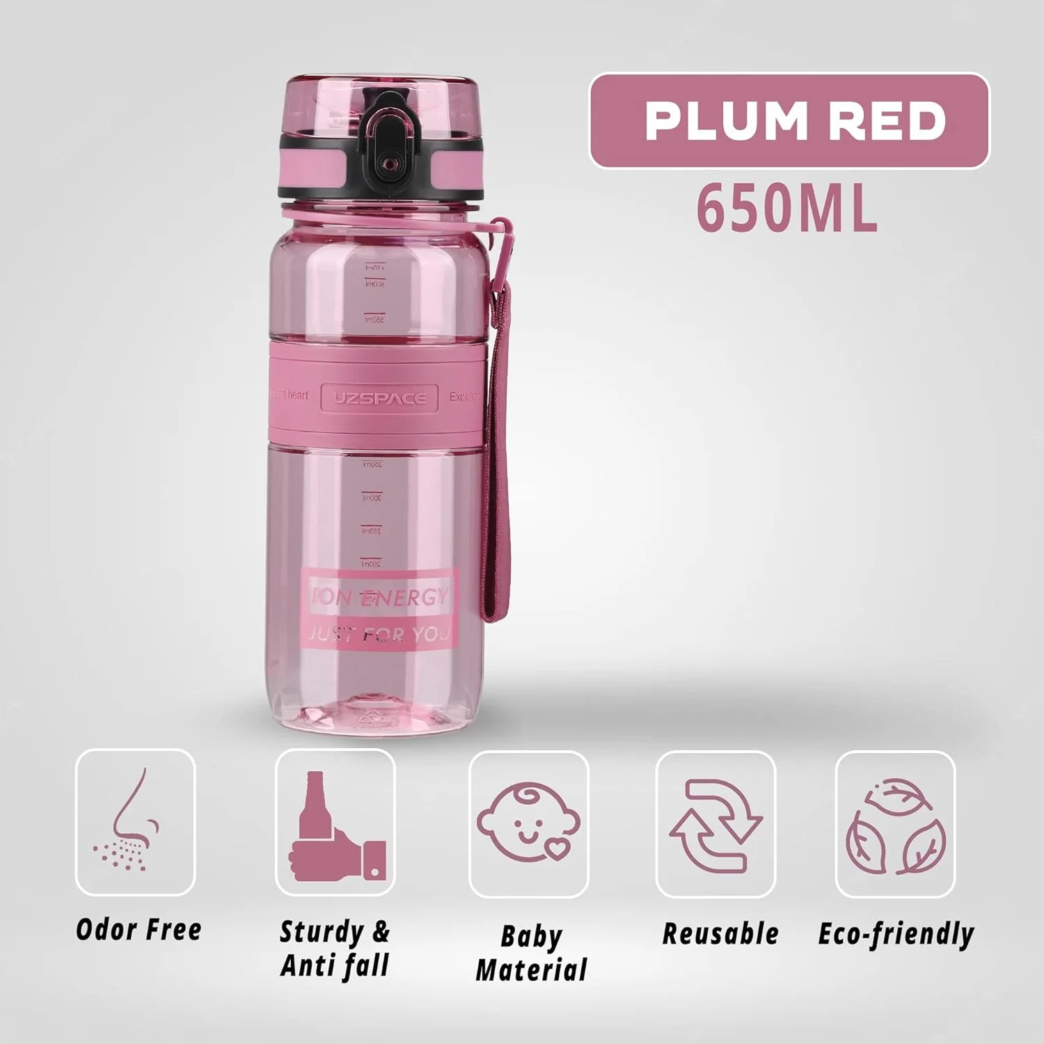 Drinking Water Bottle | Water Bottle for Men, Women & Kids | Leakproof BPA Free Yoga & Gym Running Water Bottle with One-Click Lock | Anti-Fall Tritan Sports Water Bottle (650-ml, Plum Red) Drinking Water Bottle | Water Bottle for Men, Women & Kids | Leakproof BPA Free Yoga & Gym Running Water Bottle with One-Click Lock | Anti-Fall Tritan Sports Water Bottle (650-ml, Plum Red)