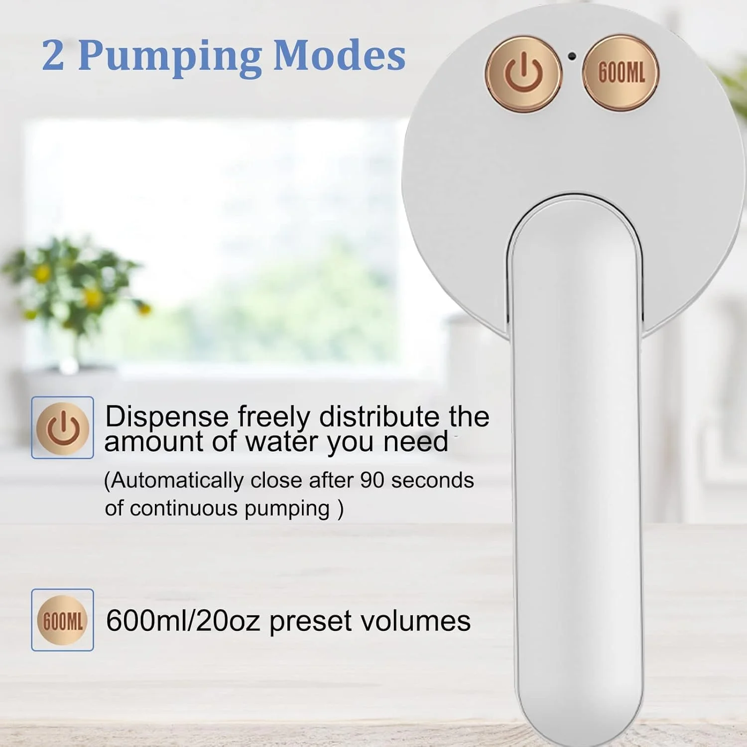 Water Bottle Dispenser, Foldable Electric Water Bottle Pump, USB Charging Electric Automatic Drinking Water Pump Water Jug Pump for Universal 1-5 Gallon Bottle, for Camping Kitchen Home Office