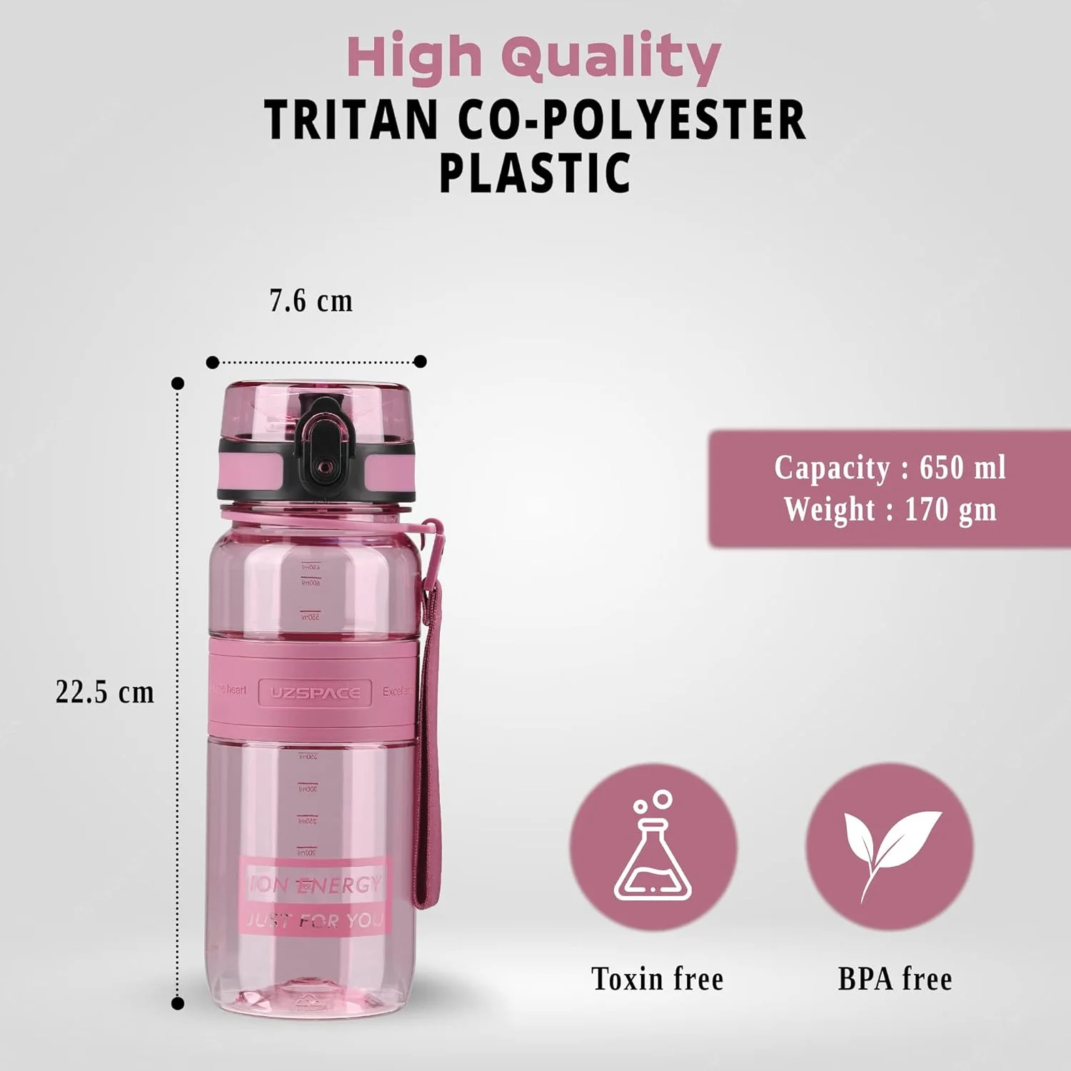 Drinking Water Bottle | Water Bottle for Men, Women & Kids | Leakproof BPA Free Yoga & Gym Running Water Bottle with One-Click Lock | Anti-Fall Tritan Sports Water Bottle (650-ml, Plum Red) Drinking Water Bottle | Water Bottle for Men, Women & Kids | Leakproof BPA Free Yoga & Gym Running Water Bottle with One-Click Lock | Anti-Fall Tritan Sports Water Bottle (650-ml, Plum Red)