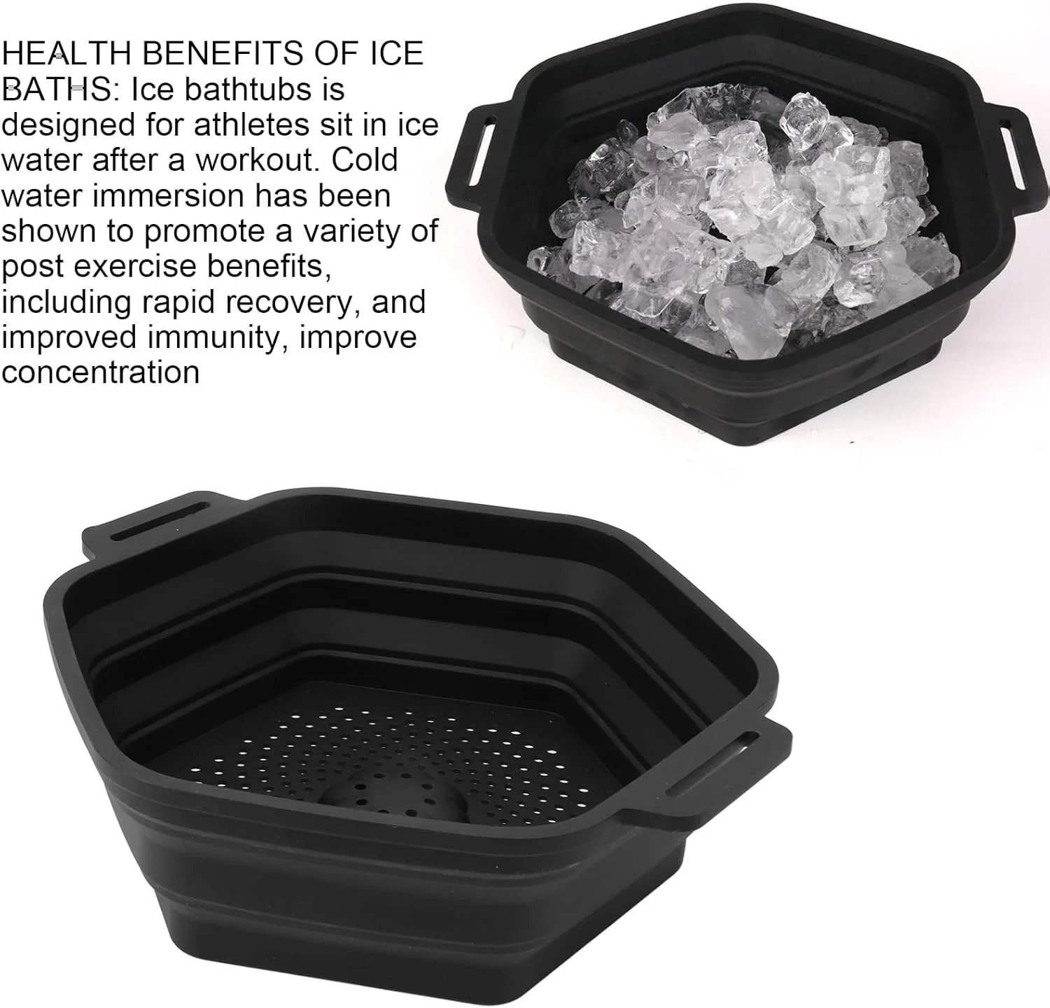 وان حمام یخ سیلیکونی تاشو Cryfokt، وان حمام یخ قابل حمل با حلقه های کششی، خنک کننده سریع آب حمام یخ آویز برای ریکاوری سریع ورزشکاران (مشکی) وان حمام یخ سیلیکونی تاشو Cryfokt، وان حمام یخ قابل حمل با حلقه های کششی، خنک کننده سریع آب حمام یخ آویز برای ریکاوری سریع ورزشکاران (مشکی)