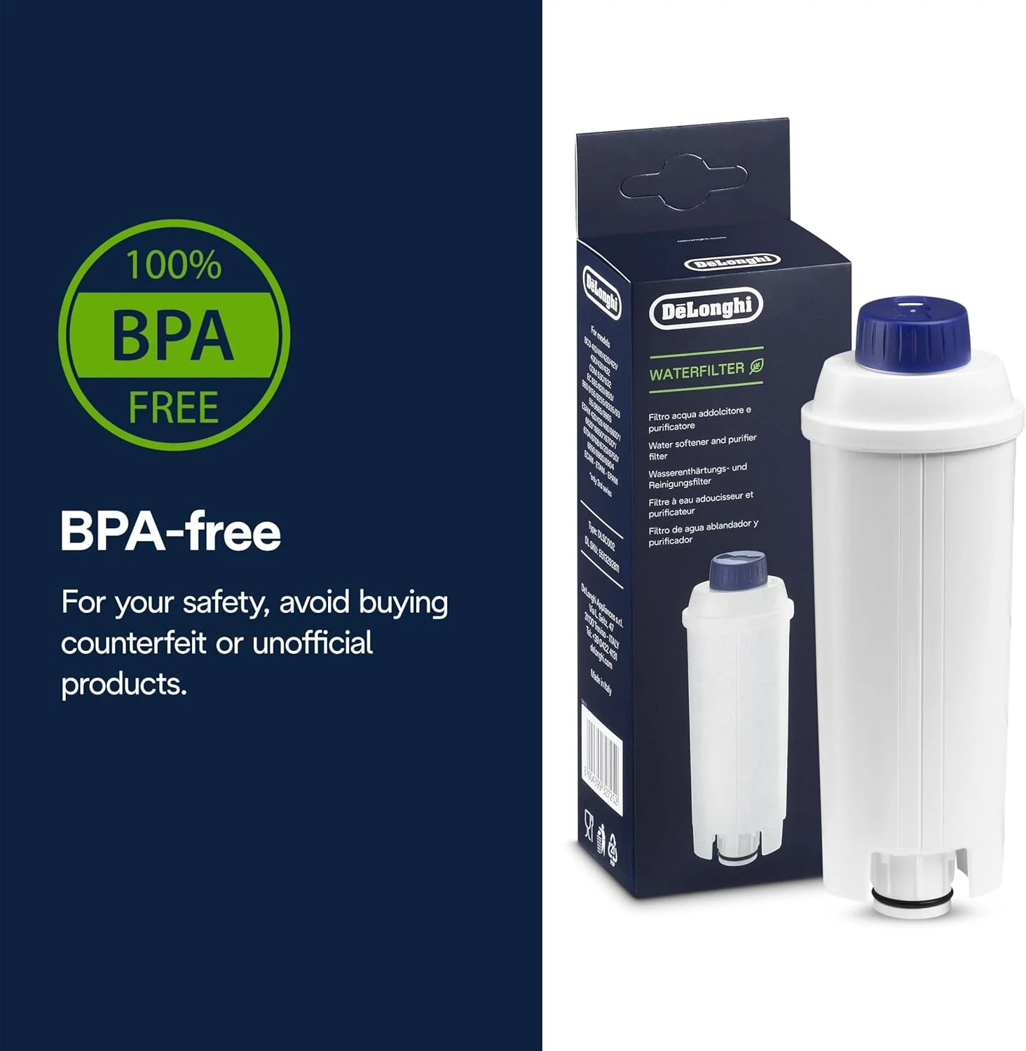 De'Longhi Water Filter, Purifier & Sweetener, Reduces Limescale, Filters Contaminants, Improves Coffee Flavor, Easy Installation, Lasts Up to 2 Months, Suitable for All Coffee Machines DLSC002 De'Longhi Water Filter, Purifier & Sweetener, Reduces Limescale, Filters Contaminants, Improves Coffee Flavor, Easy Installation, Lasts Up to 2 Months, Suitable for All Coffee Machines DLSC002