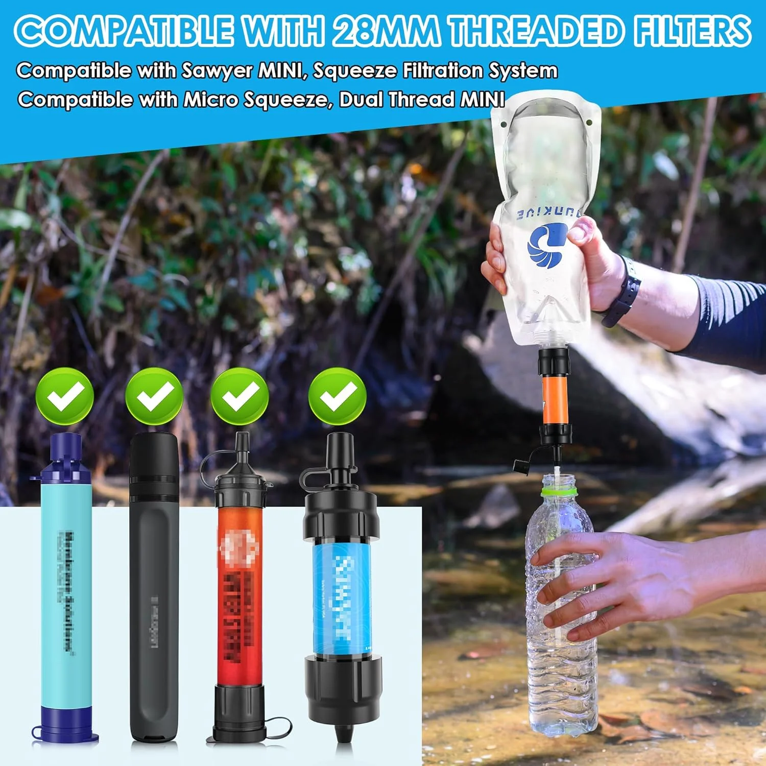 بطری آب تاشو 1 لیتری با قابلیت اتصال فیلتر - بطری آب تاشو مسافرتی برای سفر، پیاده روی، کمپینگ، کوله گردی - سبک وزن، قابل استفاده مجدد، طراحی شفاف - 4 عدد (2 بسته) بطری آب تاشو 1 لیتری با قابلیت اتصال فیلتر - بطری آب تاشو مسافرتی برای سفر، پیاده روی، کمپینگ، کوله گردی - سبک وزن، قابل استفاده مجدد، طراحی شفاف - 4 عدد (2 بسته)