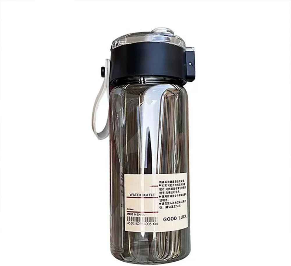 لیوان آب مناسب و قابل حمل مقاوم در برابر افتادن و درجه حرارت بالا، لیوان آب شفاف 550 میلی لیتری با درب، مناسب برای آب، قهوه، چای شیر، چای و آب میوه (مشکی)