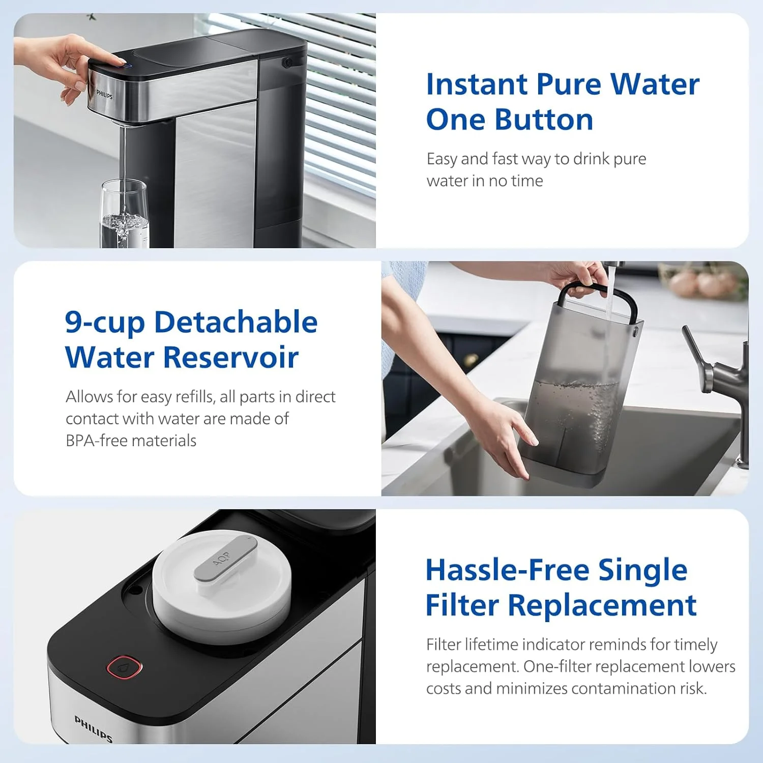 دستگاه تصفیه آب اسمز معکوس رومیزی فیلیپس، سیستم تصفیه آب RO پنج مرحله ای با فناوری آکوآپورین، نسبت پساب به آب خالص 3:1، کاهش دهنده PFAS، دستگاه تصفیه آب قابل حمل، دارای گواهینامه NSF/ANSI دستگاه تصفیه آب اسمز معکوس رومیزی فیلیپس، سیستم تصفیه آب RO پنج مرحله ای با فناوری آکوآپورین، نسبت پساب به آب خالص 3:1، کاهش دهنده PFAS، دستگاه تصفیه آب قابل حمل، دارای گواهینامه NSF/ANSI