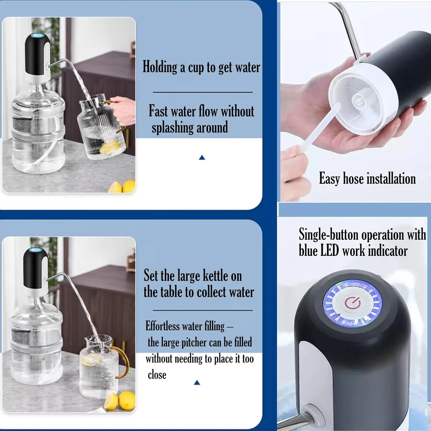 پمپ آب بطری 5 گالن CoolWAY، دستگاه پخش آب برقی قابل حمل سازگار با فیلترهای فضای باز، پمپ آب بطری شارژ USB جهانی برای 2-5 گالن پمپ آب بطری 5 گالن CoolWAY، دستگاه پخش آب برقی قابل حمل سازگار با فیلترهای فضای باز، پمپ آب بطری شارژ USB جهانی برای 2-5 گالن