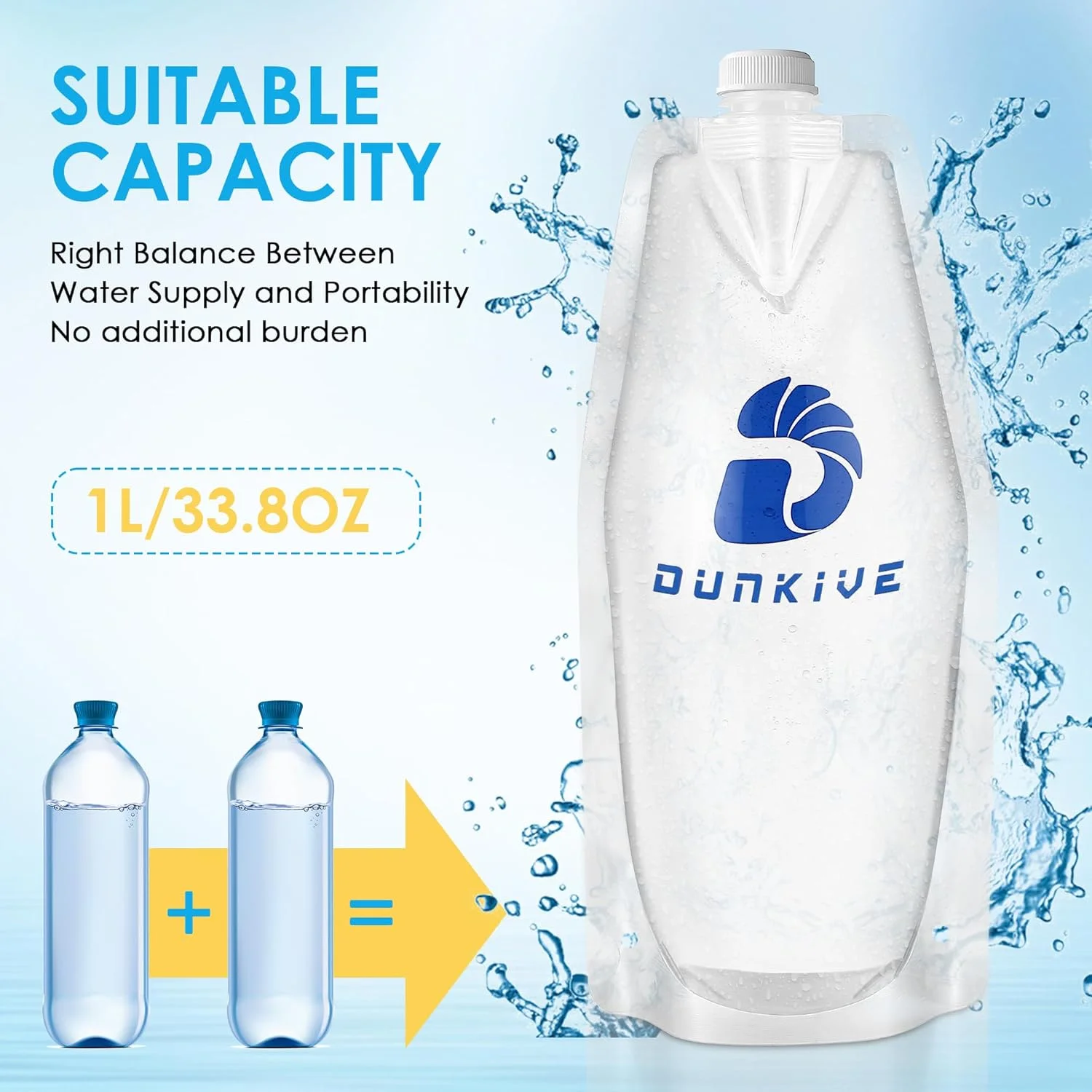 بطری آب تاشو 1 لیتری با قابلیت اتصال فیلتر - بطری آب تاشو مسافرتی برای سفر، پیاده روی، کمپینگ، کوله گردی - سبک وزن، قابل استفاده مجدد، طراحی شفاف - 4 عدد (2 بسته) بطری آب تاشو 1 لیتری با قابلیت اتصال فیلتر - بطری آب تاشو مسافرتی برای سفر، پیاده روی، کمپینگ، کوله گردی - سبک وزن، قابل استفاده مجدد، طراحی شفاف - 4 عدد (2 بسته)