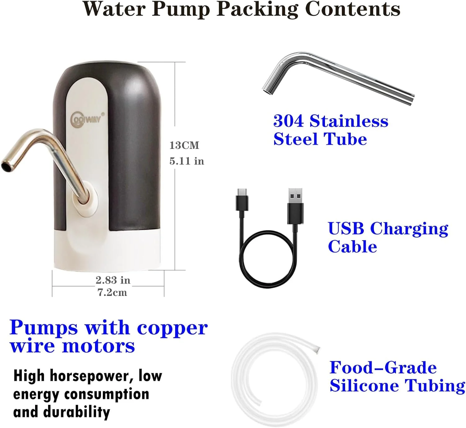 پمپ آب بطری 5 گالن CoolWAY، دستگاه پخش آب برقی قابل حمل سازگار با فیلترهای فضای باز، پمپ آب بطری شارژ USB جهانی برای 2-5 گالن پمپ آب بطری 5 گالن CoolWAY، دستگاه پخش آب برقی قابل حمل سازگار با فیلترهای فضای باز، پمپ آب بطری شارژ USB جهانی برای 2-5 گالن