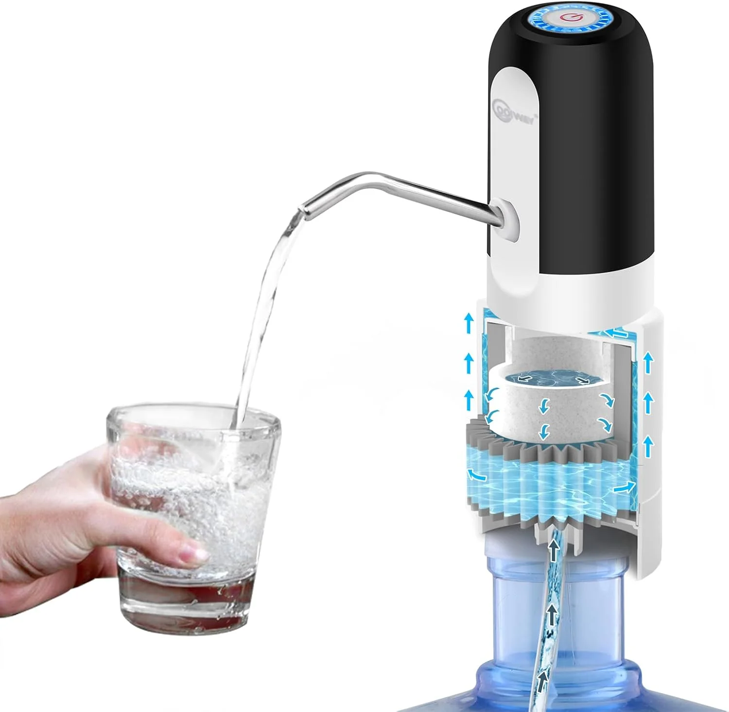 پمپ آب بطری 5 گالن CoolWAY، دستگاه پخش آب برقی قابل حمل سازگار با فیلترهای فضای باز، پمپ آب بطری شارژ USB جهانی برای 2-5 گالن پمپ آب بطری 5 گالن CoolWAY، دستگاه پخش آب برقی قابل حمل سازگار با فیلترهای فضای باز، پمپ آب بطری شارژ USB جهانی برای 2-5 گالن