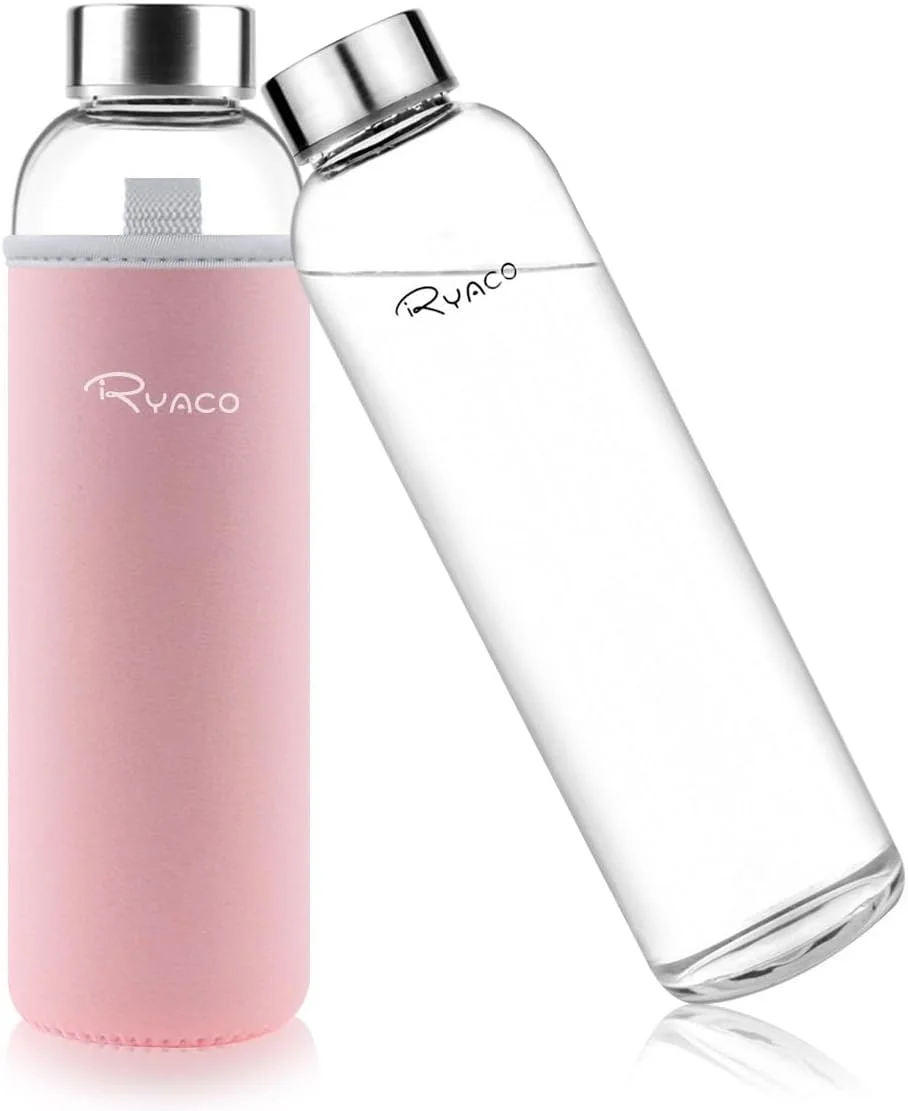 بطری آب شیشه ای بوروسیلیکات RYACO 1000ml/1L بدون BPA و ضد نشت، ایده آل برای مدرسه، خانه، دفتر، مسافرت، ورزش، یوگا، باشگاه، نوشیدنی های گرم و سرد به همراه آستین نئوپرن قابل حمل و برس اسفنجی بطری آب شیشه ای بوروسیلیکات RYACO 1000ml/1L بدون BPA و ضد نشت، ایده آل برای مدرسه، خانه، دفتر، مسافرت، ورزش، یوگا، باشگاه، نوشیدنی های گرم و سرد به همراه آستین نئوپرن قابل حمل و برس اسفنجی
