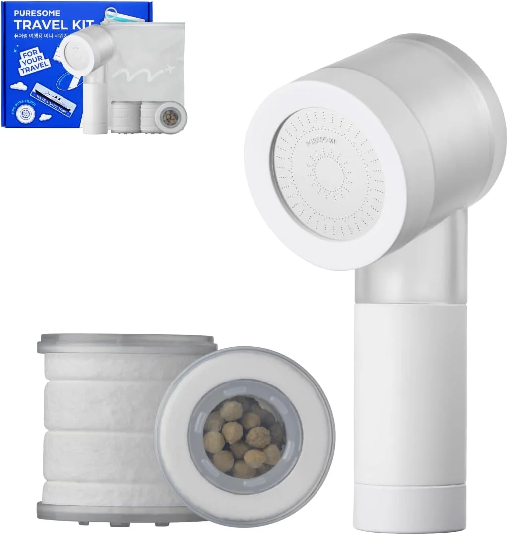 ست سر دوش مسافرتی کوچک BODYLUV Puresome با فیلتر خالص | کیت دوش قابل حمل و جمع و جور با اسپری فشار قوی، کاهش کلر و کلسیم | شامل 2 فیلتر جایگزین و کیف ضد آب ست سر دوش مسافرتی کوچک BODYLUV Puresome با فیلتر خالص | کیت دوش قابل حمل و جمع و جور با اسپری فشار قوی، کاهش کلر و کلسیم | شامل 2 فیلتر جایگزین و کیف ضد آب