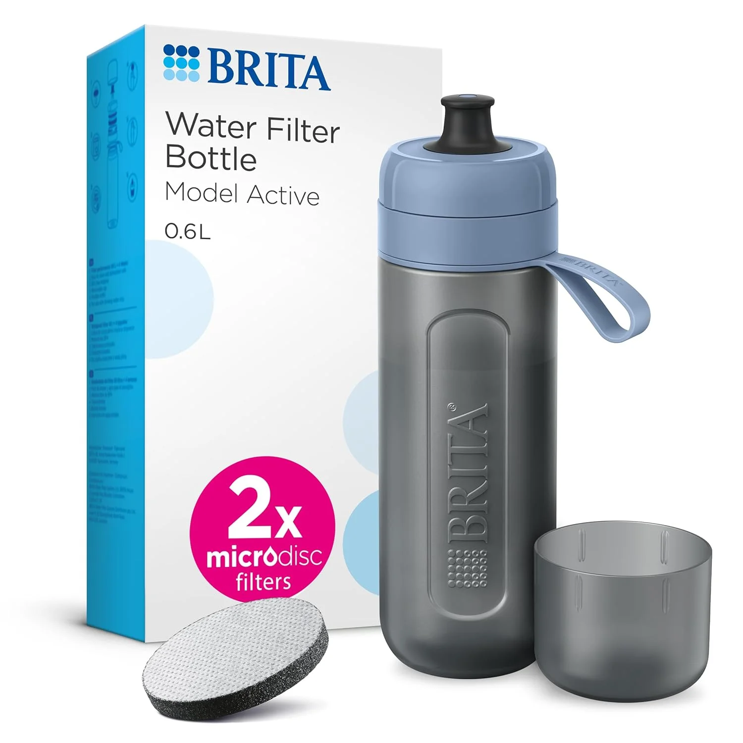 بطری آب تصفیه دار ورزشی BRITA مدل Active آبی تیره (600 میلی لیتر) - بطری فشاری بدون BPA، فیلتر کننده کلر، ناخالصی های آلی، هورمون ها و آفت کش ها و حفظ مواد معدنی کلیدی بطری آب تصفیه دار ورزشی BRITA مدل Active آبی تیره (600 میلی لیتر) - بطری فشاری بدون BPA، فیلتر کننده کلر، ناخالصی های آلی، هورمون ها و آفت کش ها و حفظ مواد معدنی کلیدی