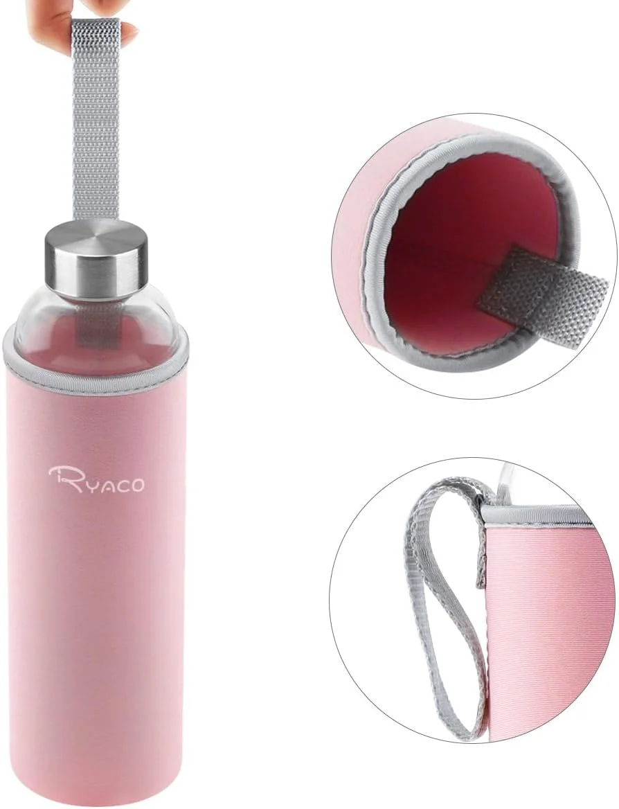 بطری آب شیشه ای بوروسیلیکات RYACO 1000ml/1L بدون BPA و ضد نشت، ایده آل برای مدرسه، خانه، دفتر، مسافرت، ورزش، یوگا، باشگاه، نوشیدنی های گرم و سرد به همراه آستین نئوپرن قابل حمل و برس اسفنجی بطری آب شیشه ای بوروسیلیکات RYACO 1000ml/1L بدون BPA و ضد نشت، ایده آل برای مدرسه، خانه، دفتر، مسافرت، ورزش، یوگا، باشگاه، نوشیدنی های گرم و سرد به همراه آستین نئوپرن قابل حمل و برس اسفنجی