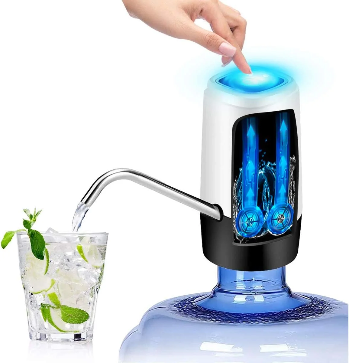 دیسپنسر آب اتوماتیک قابل حمل USB مدل Cheelom TECHVIDA، پمپ آب آشامیدنی برقی بی سیم قابل شارژ، پمپاژ سریع، سوئیچ دیسپنسر پمپ آب بطری گالن جهانی